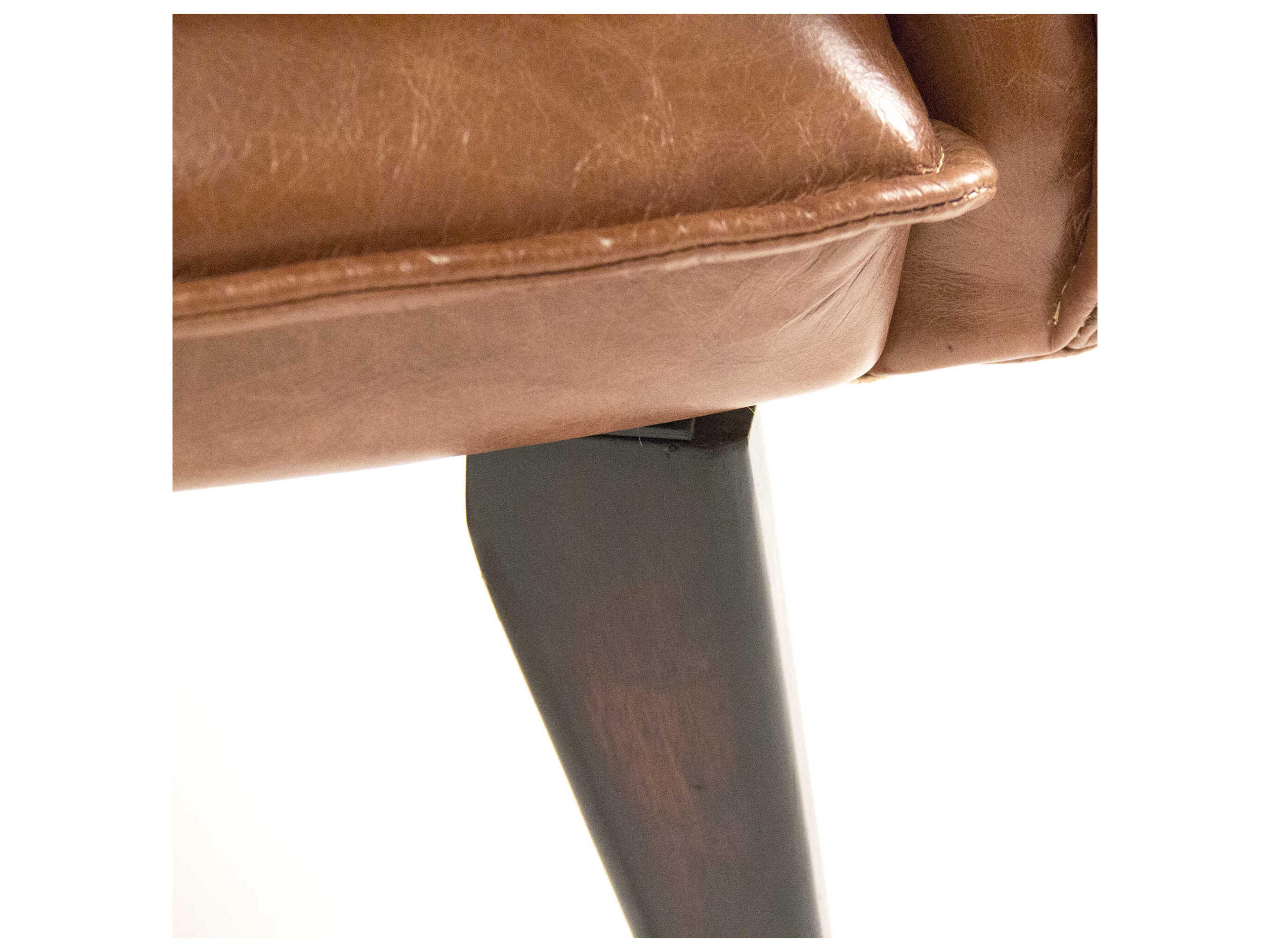 Zentique Liliane Dark Brown Rubberwood Leather Sofa