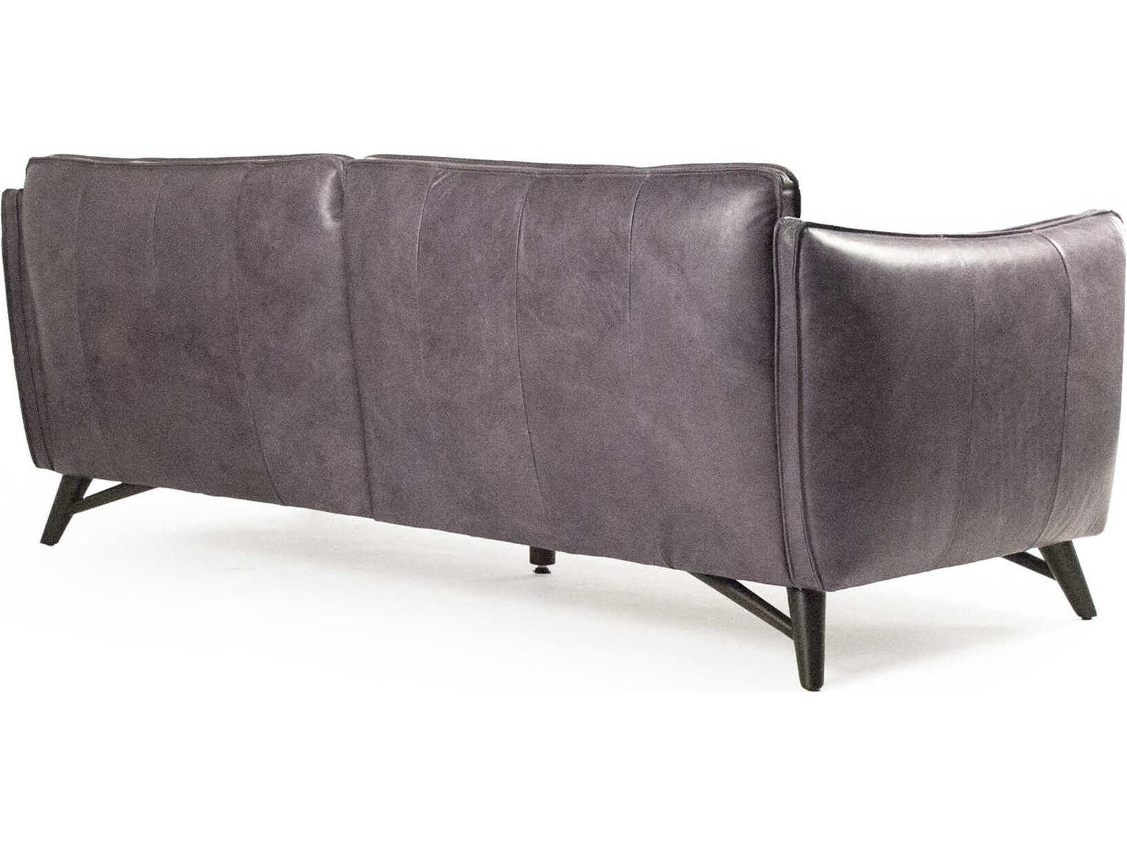 Zentique Lionel Dark Grey Rubberwood Leather Sofa