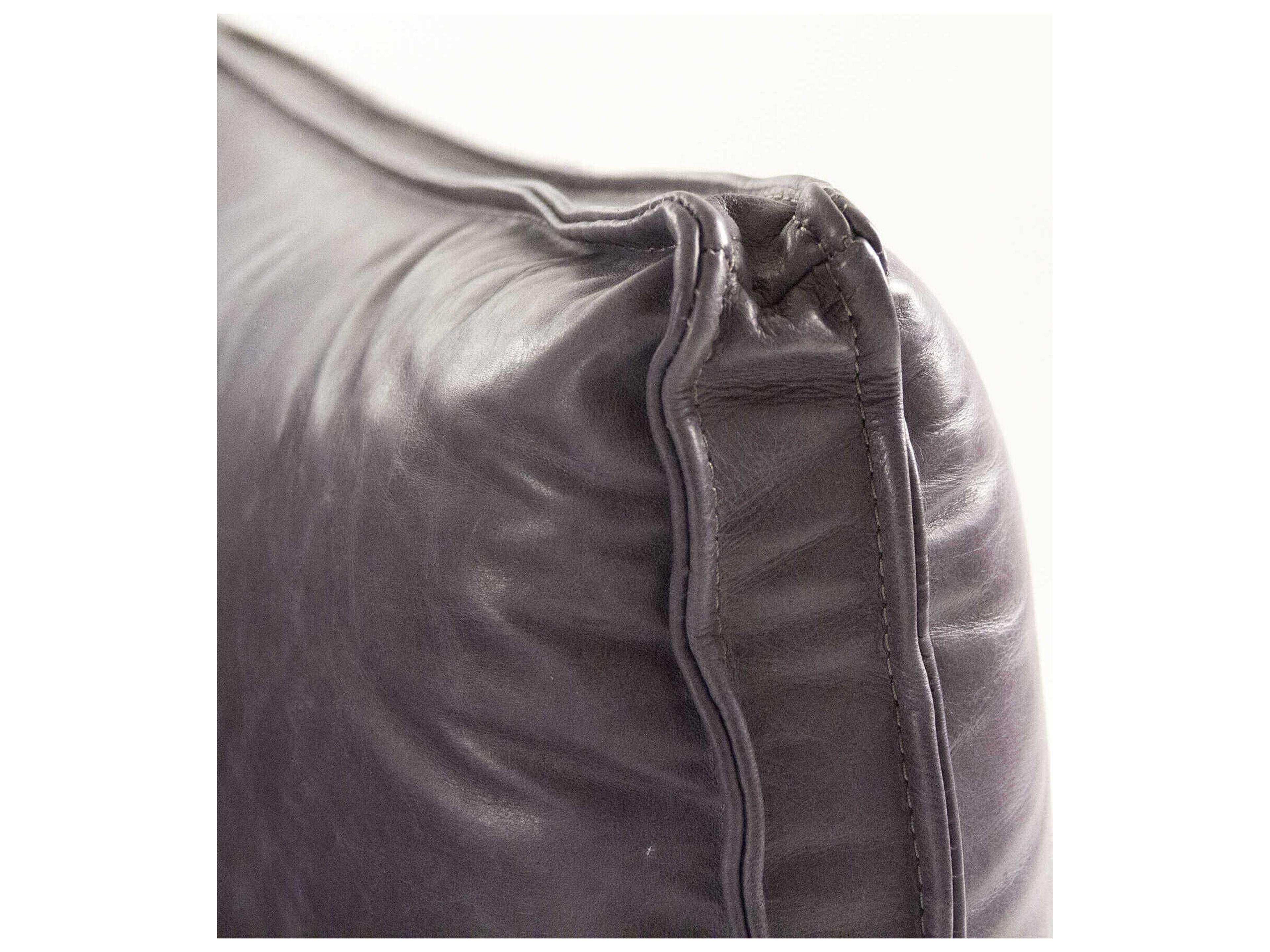 Zentique Lionel Dark Grey Rubberwood Leather Sofa