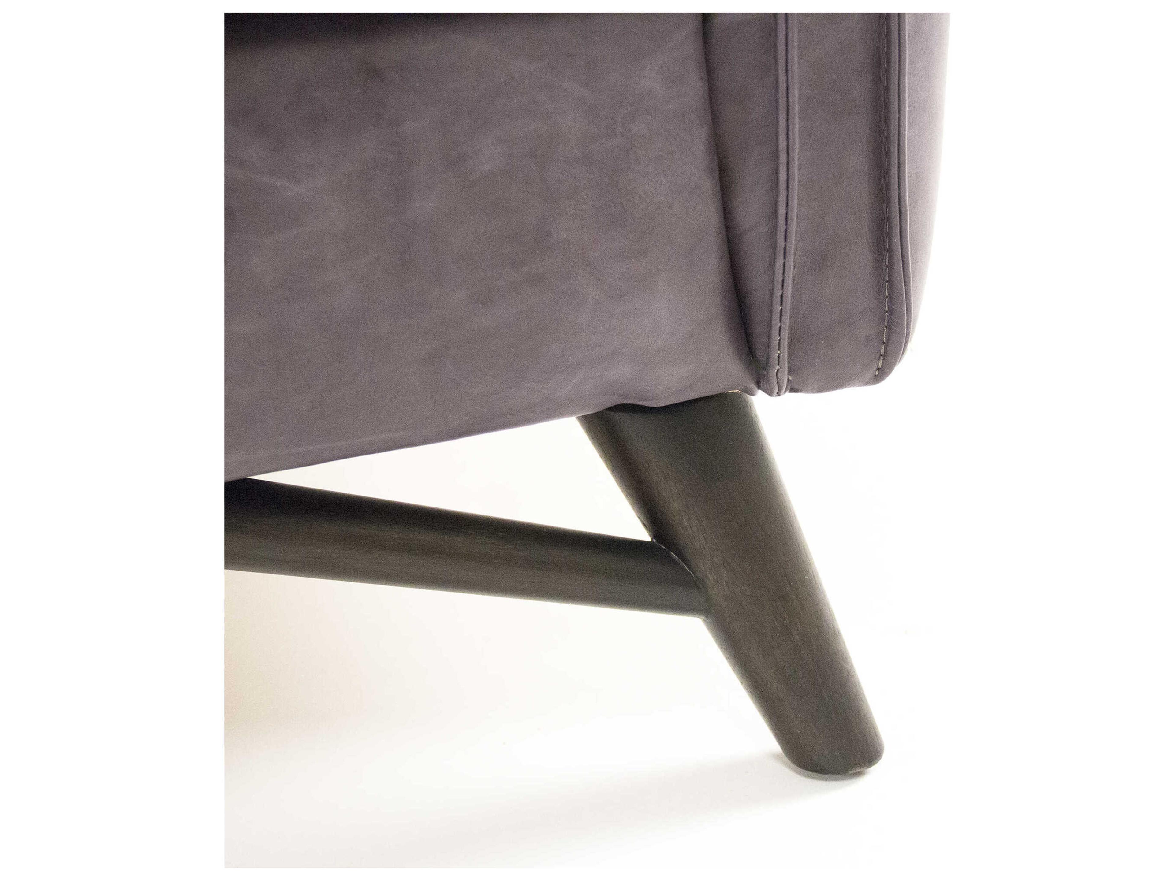 Zentique Lionel Dark Grey Rubberwood Leather Sofa