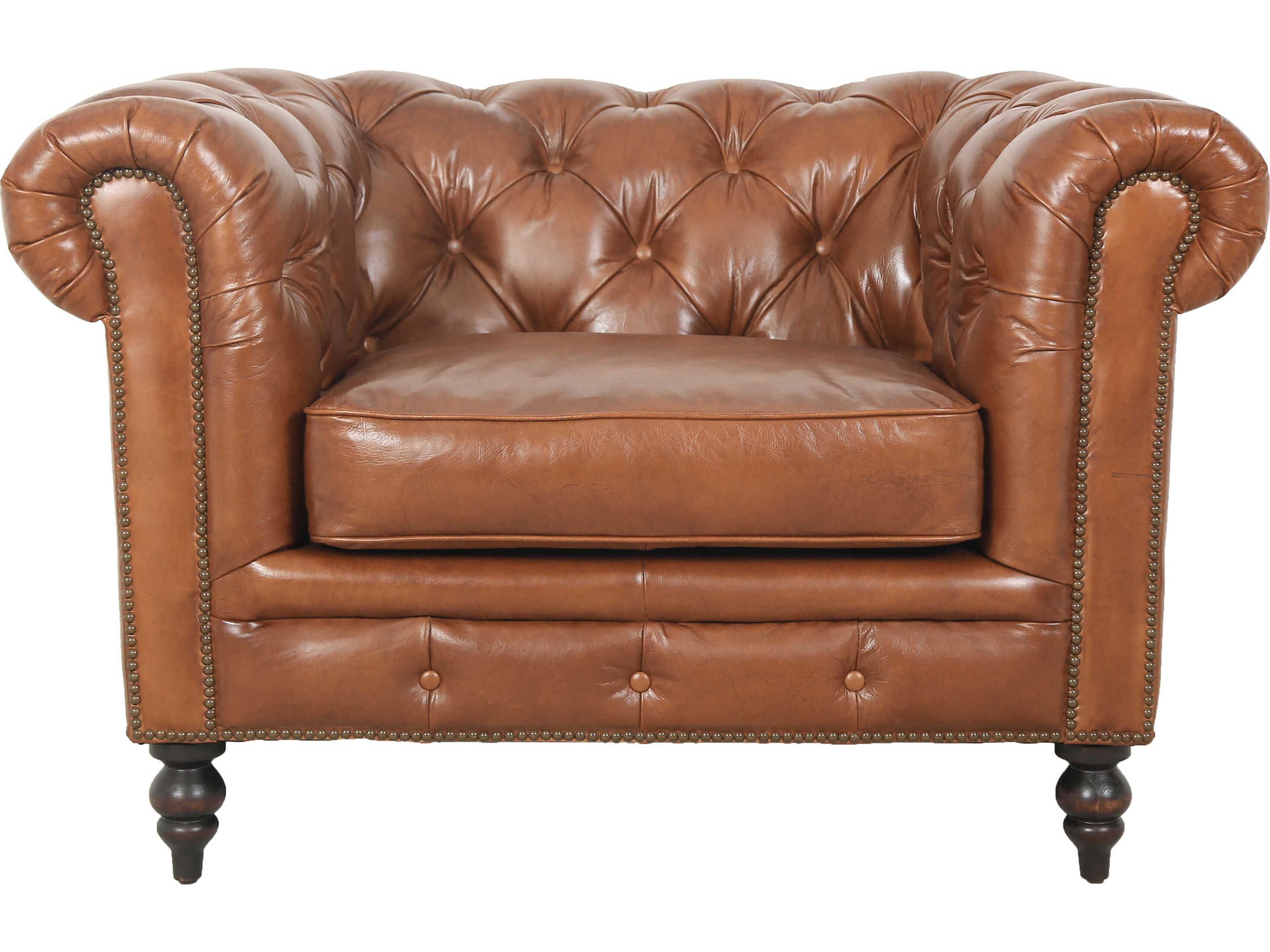 Zentique Arthur Brown Leather Accent Chair