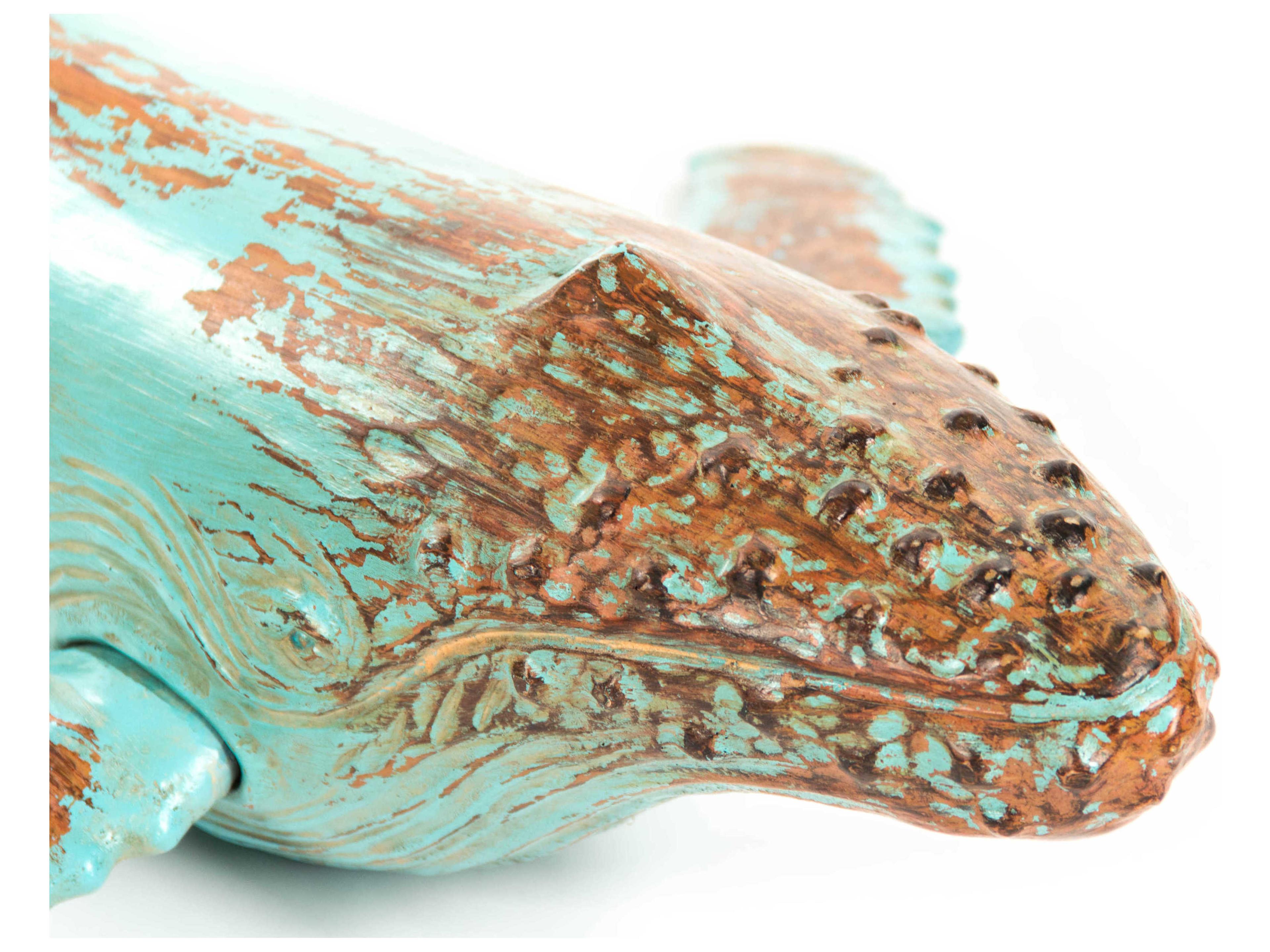 Zentique Distressed Turquoise / Brown Humpback Whale Sculpture