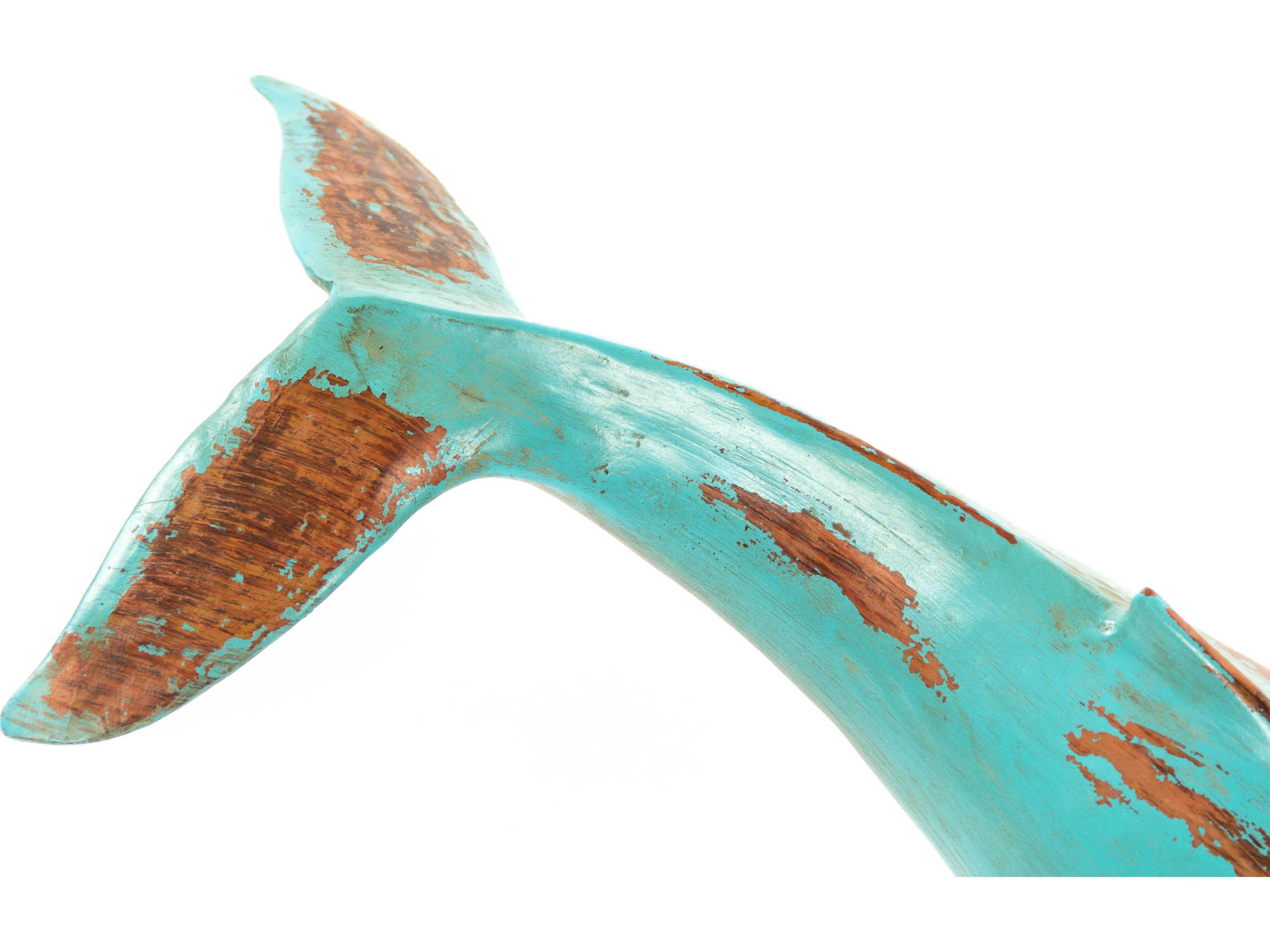 Zentique Distressed Turquoise / Brown Humpback Whale Sculpture