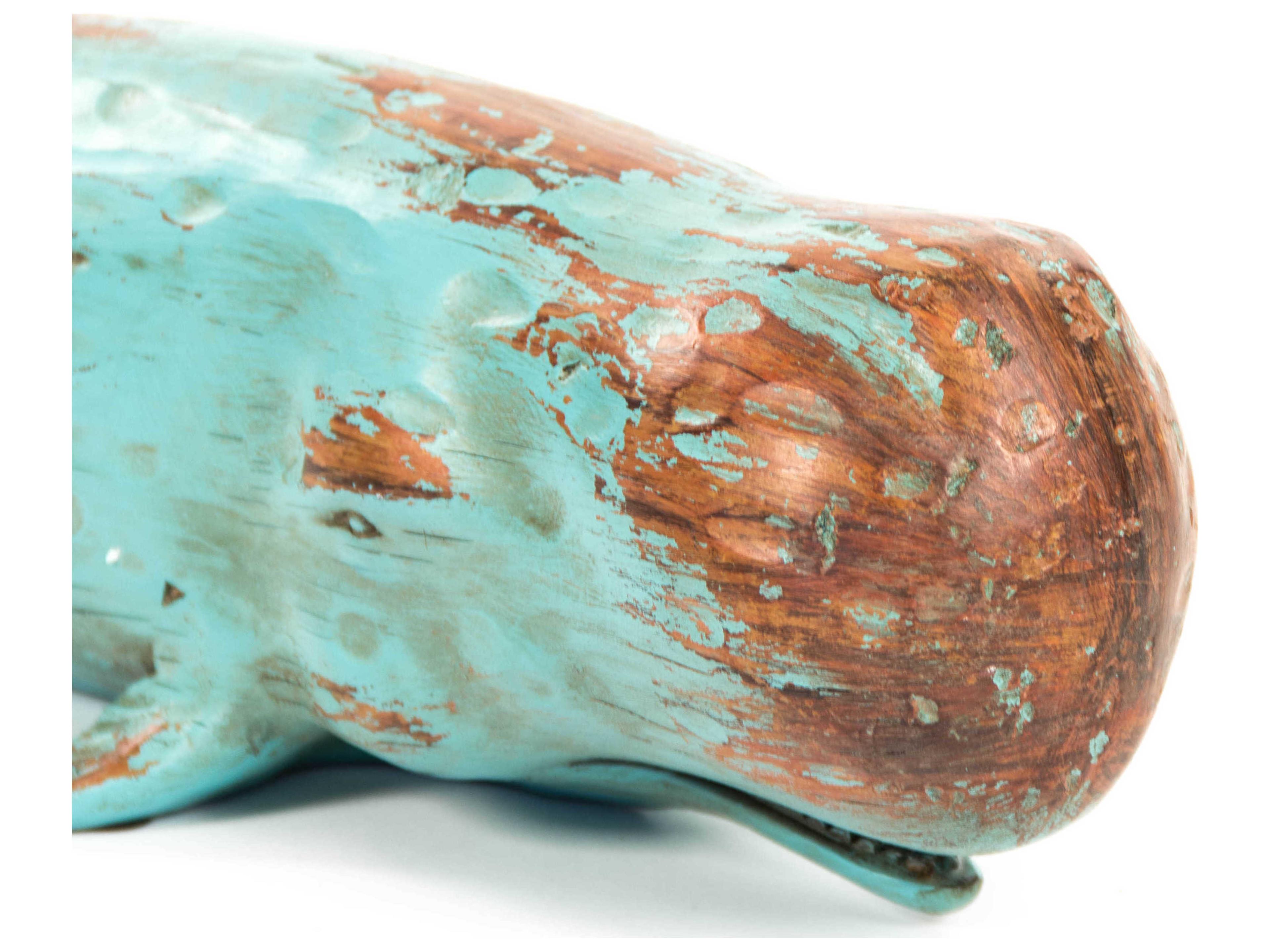 Zentique Distressed Turquoise / Brown 18" Sperm Whale Sculpture