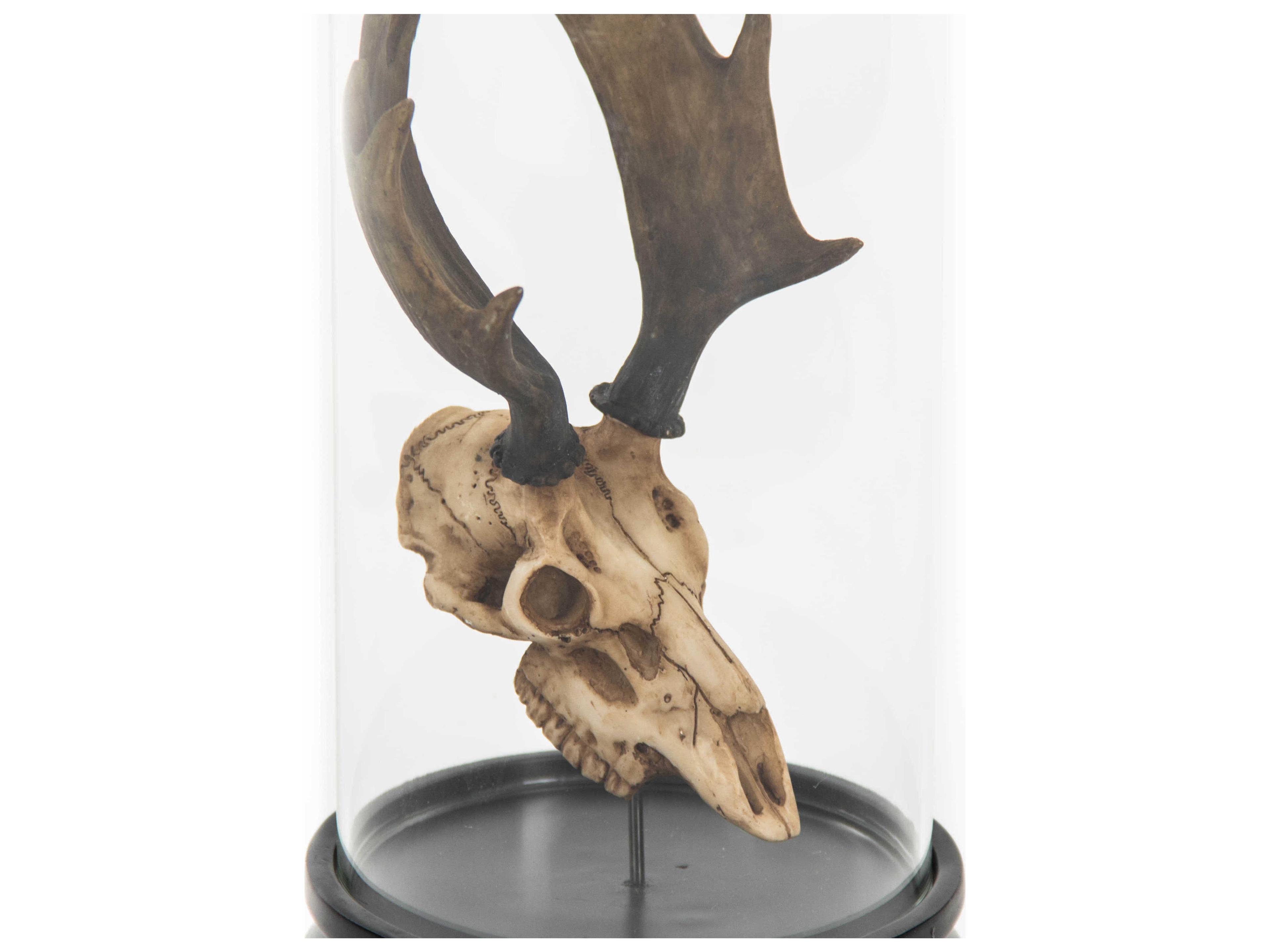 Zentique Distressed Light Brown / Black Moose Skull Sculpture
