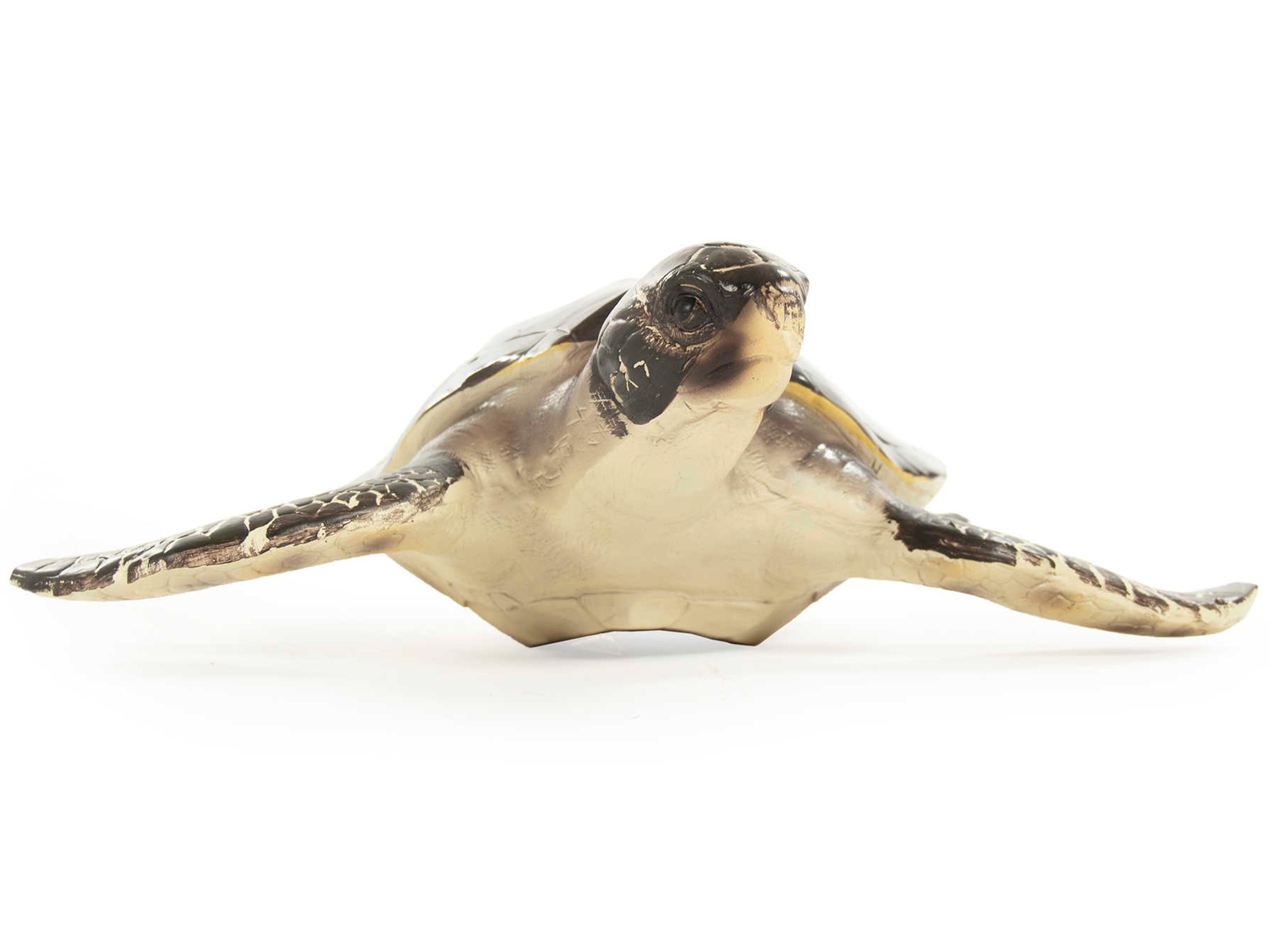 Zentique Black / Cream Sea 10" Turtle Sculpture