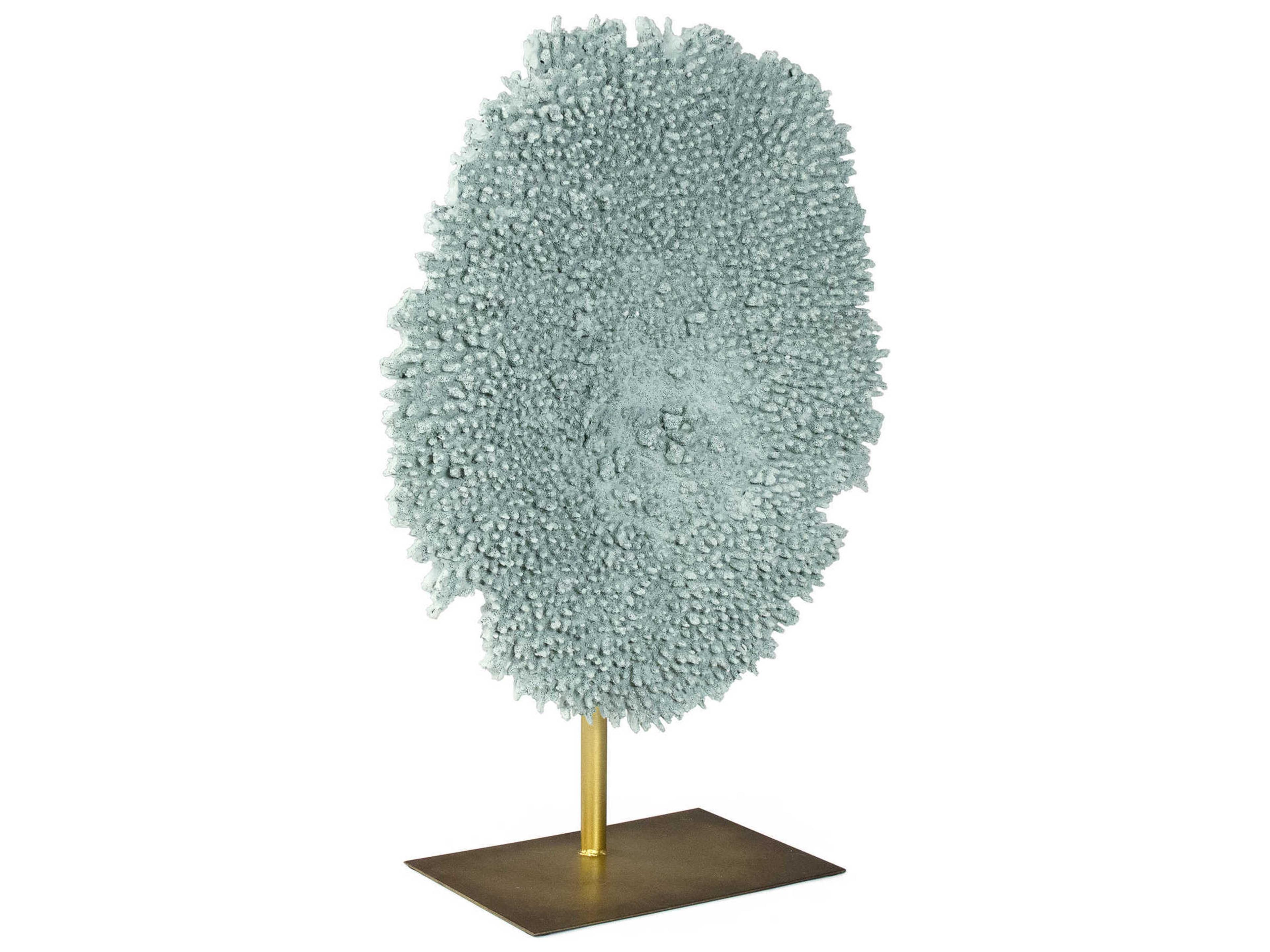 Zentique Pale Blue / Distressed Gold Coral Sculpture