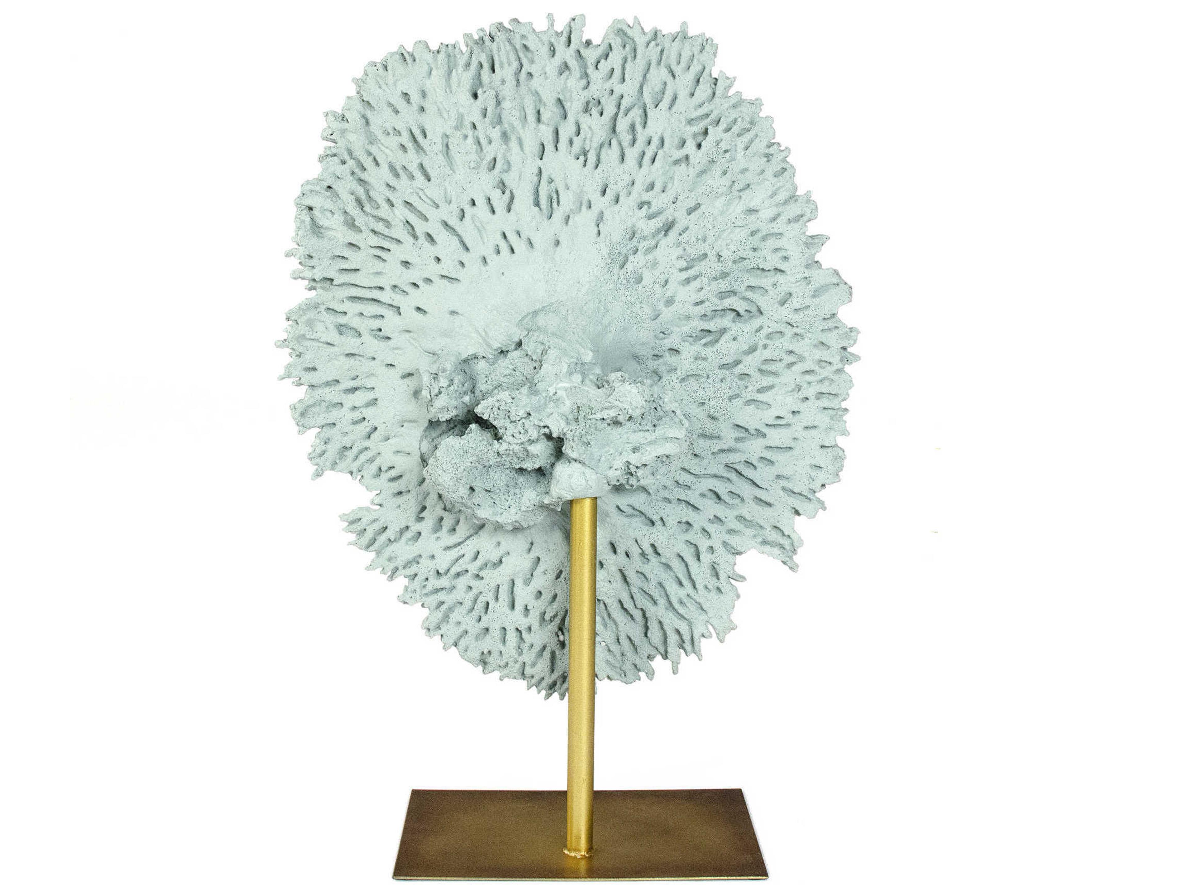 Zentique Pale Blue / Distressed Gold Coral Sculpture