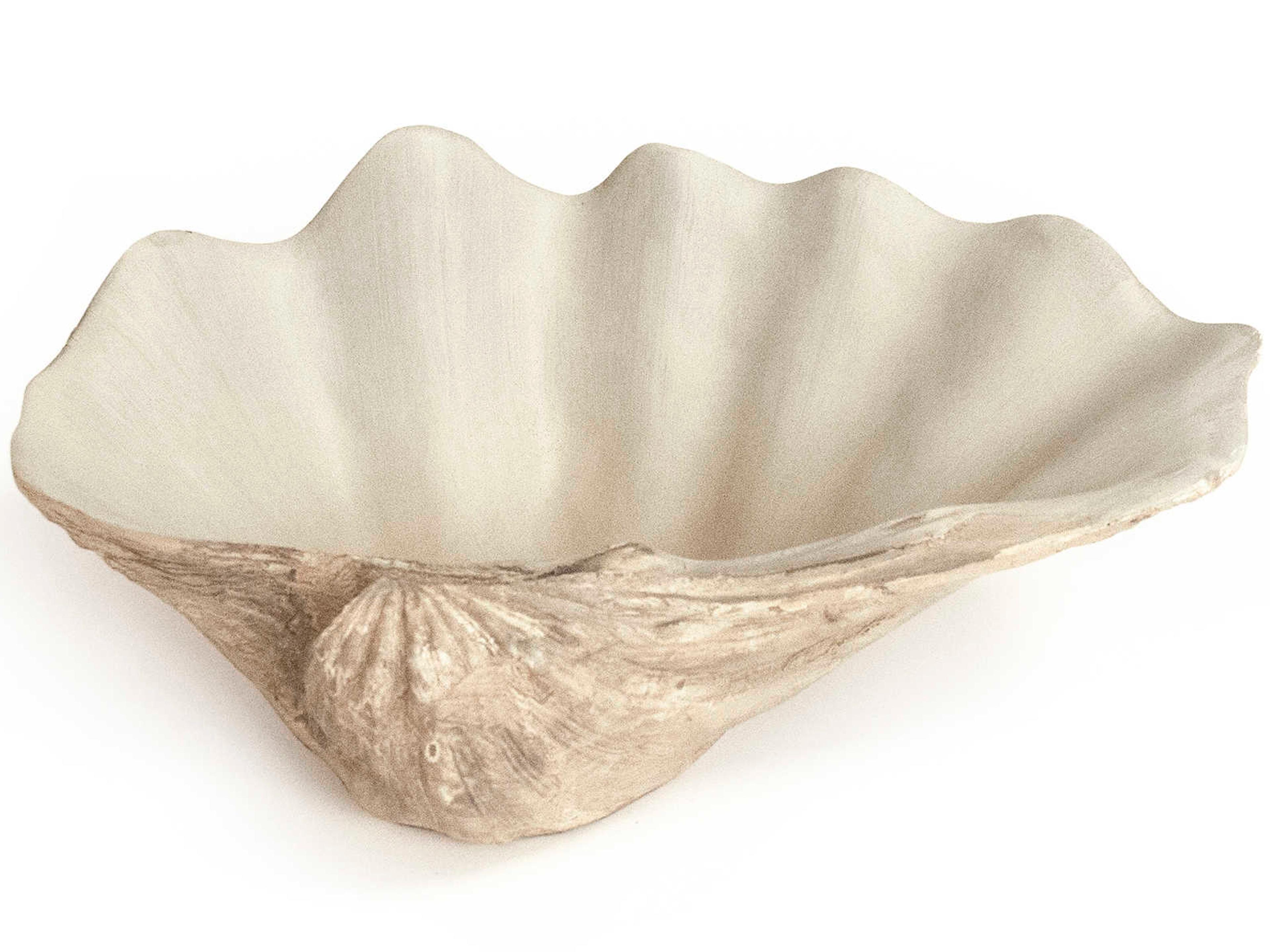 Zentique Off-White / Taupe Tridacna Half Shell Decorative Bowl