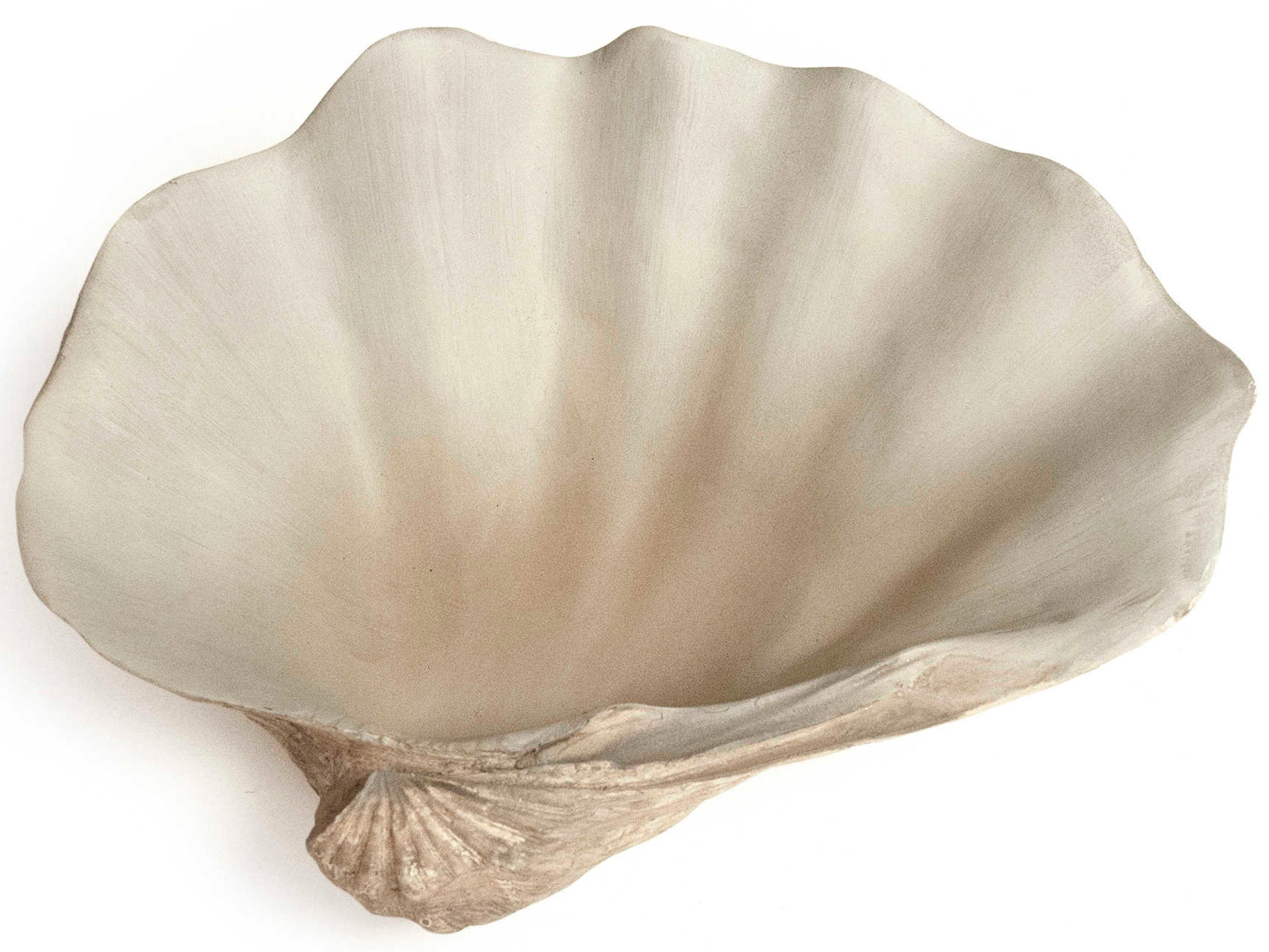Zentique Off-White / Taupe Tridacna Half Shell Decorative Bowl
