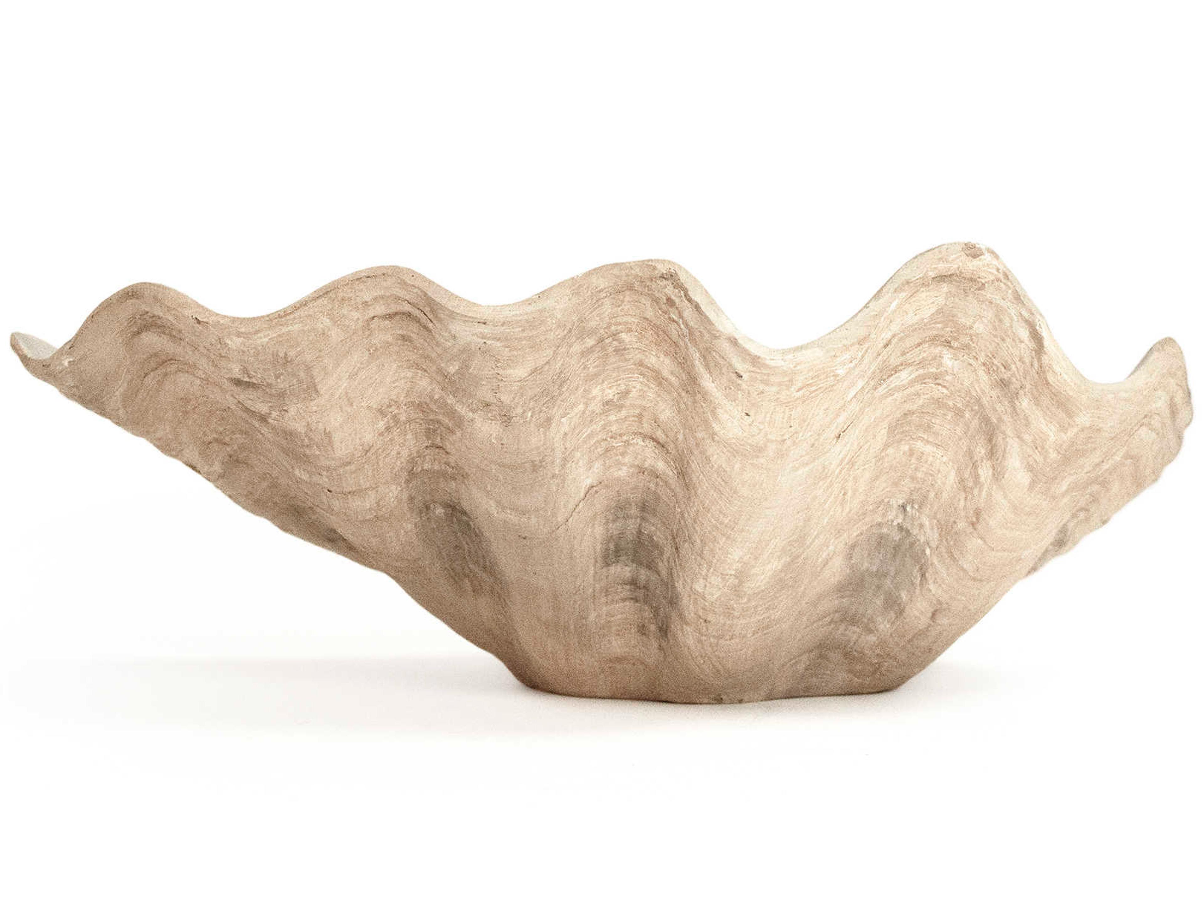 Zentique Off-White / Taupe Tridacna Half Shell Decorative Bowl