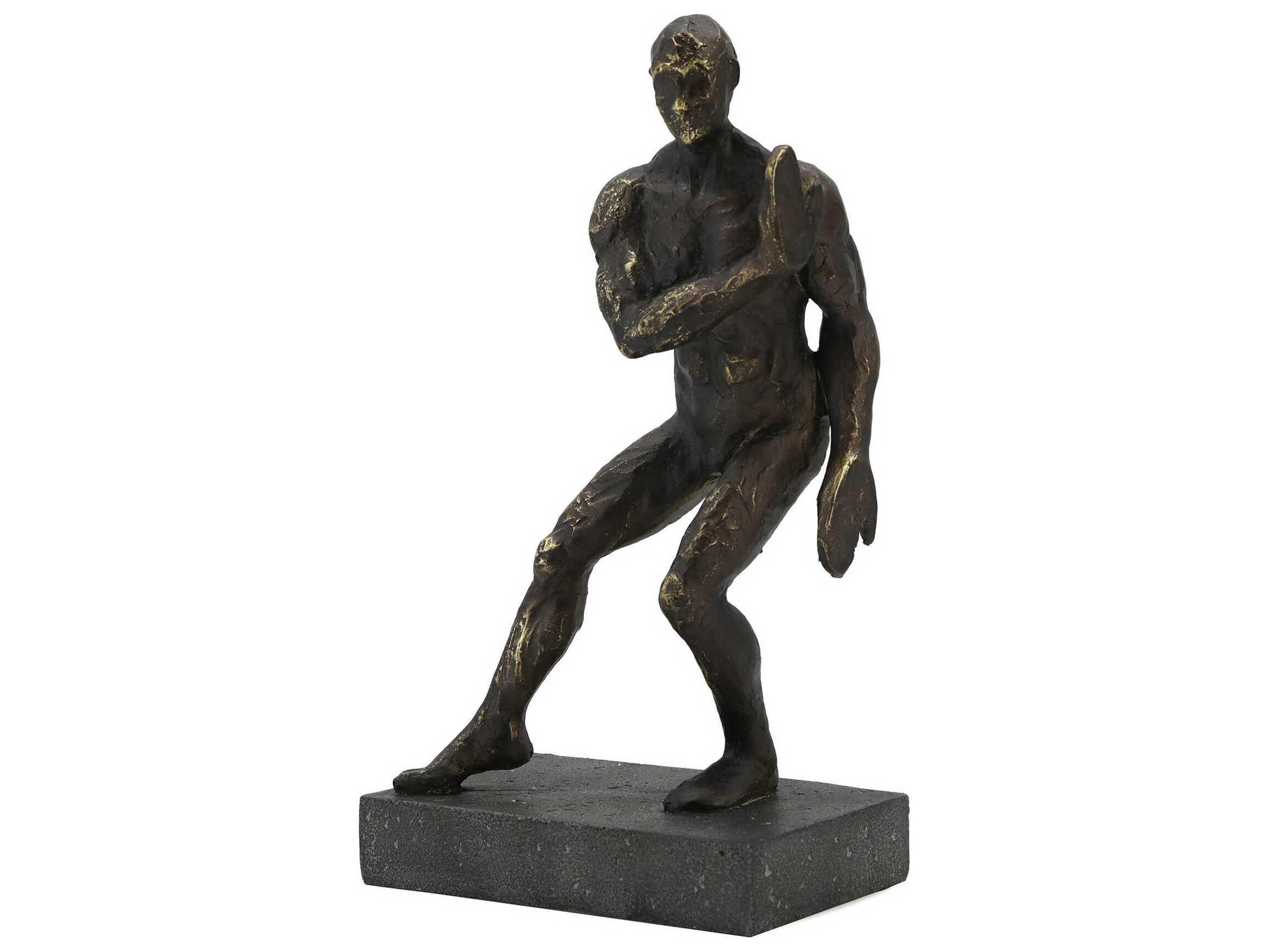 Zentique Pushing Men Rustic Dark Bronze Bookend