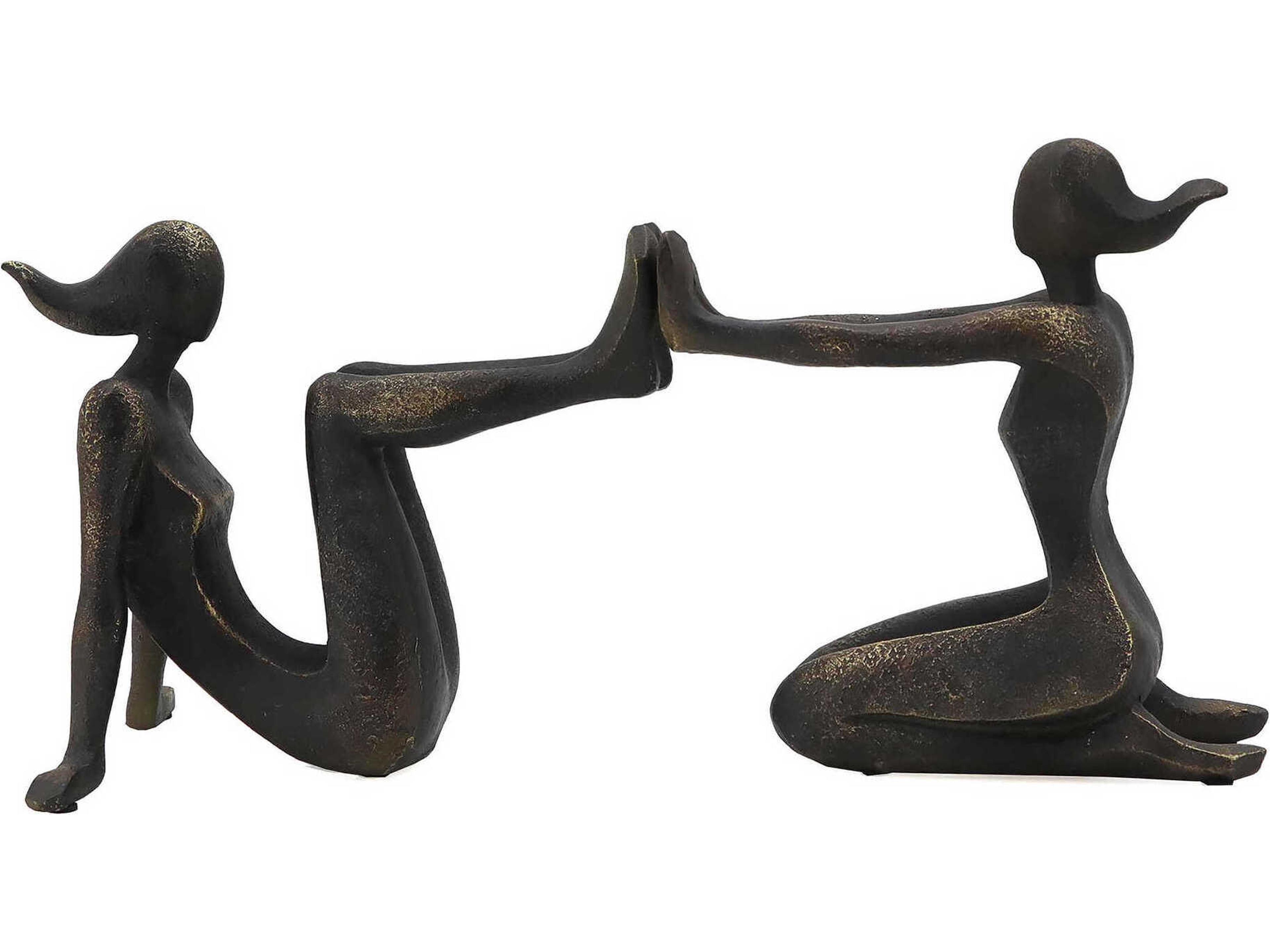 Pushing Women Rustic Dark Bronze Bookend