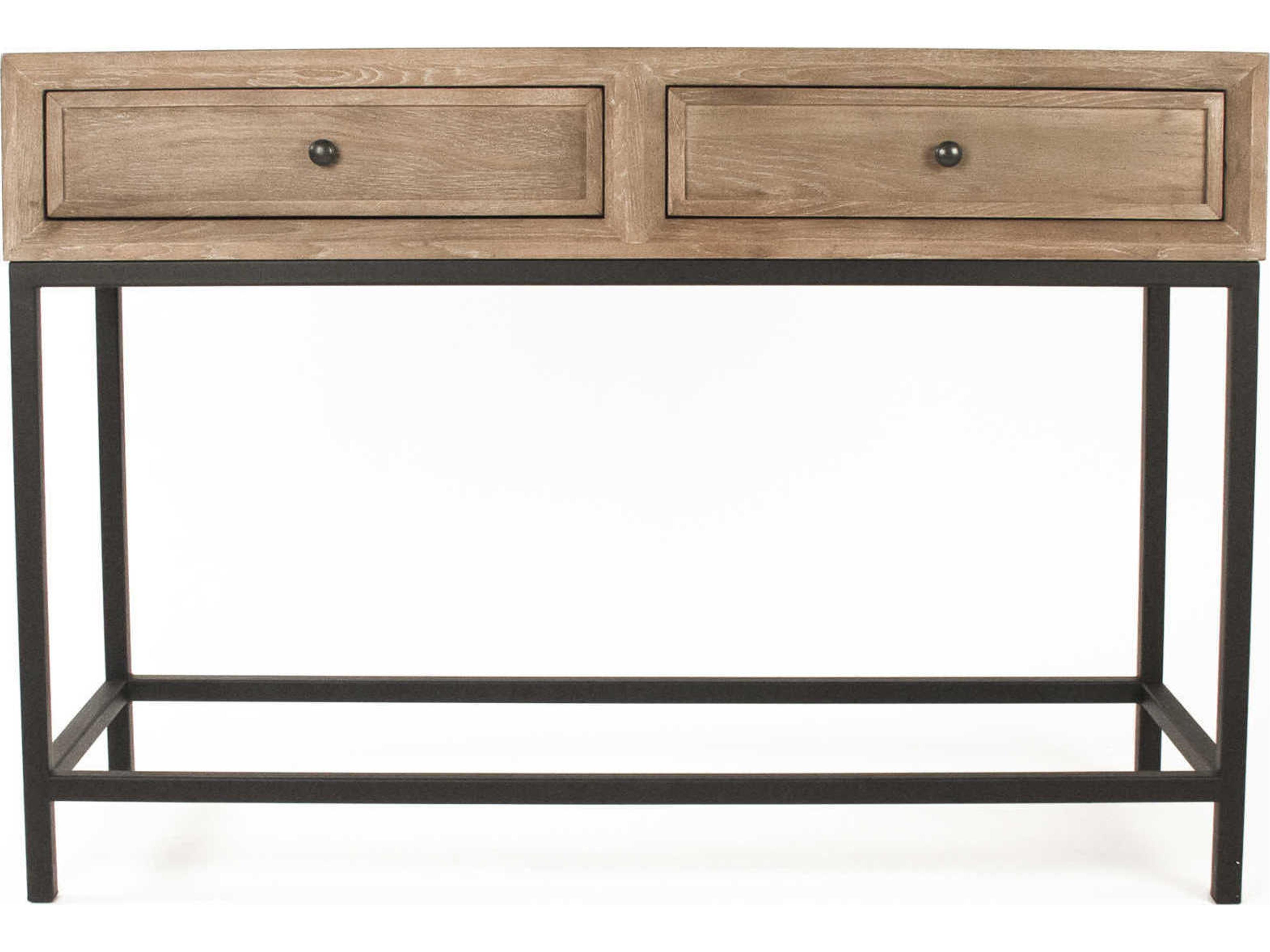 Zentique Finneas Rectangular Wood Limed Grey Oak Console Table
