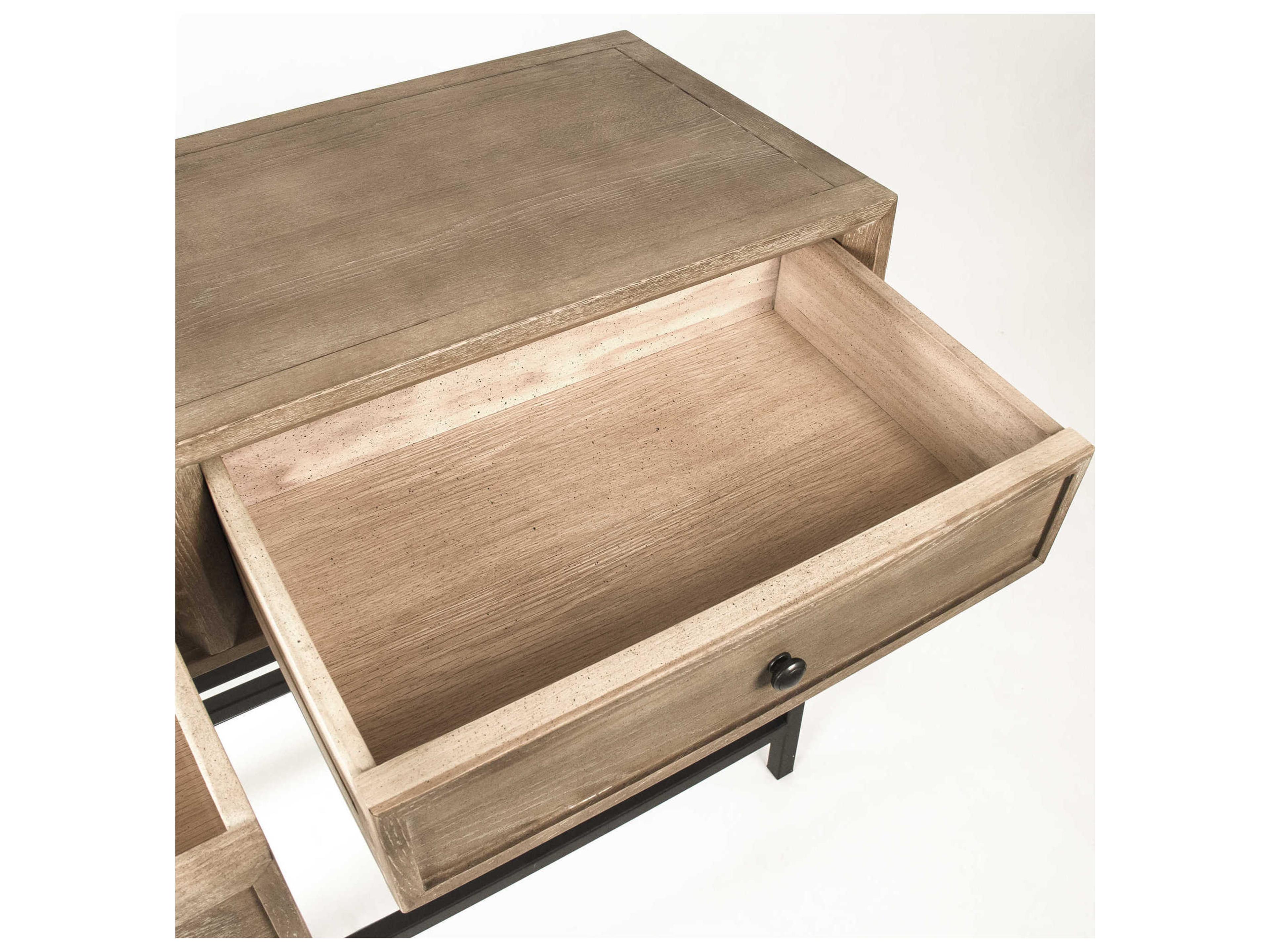 Zentique Finneas Rectangular Wood Limed Grey Oak Console Table