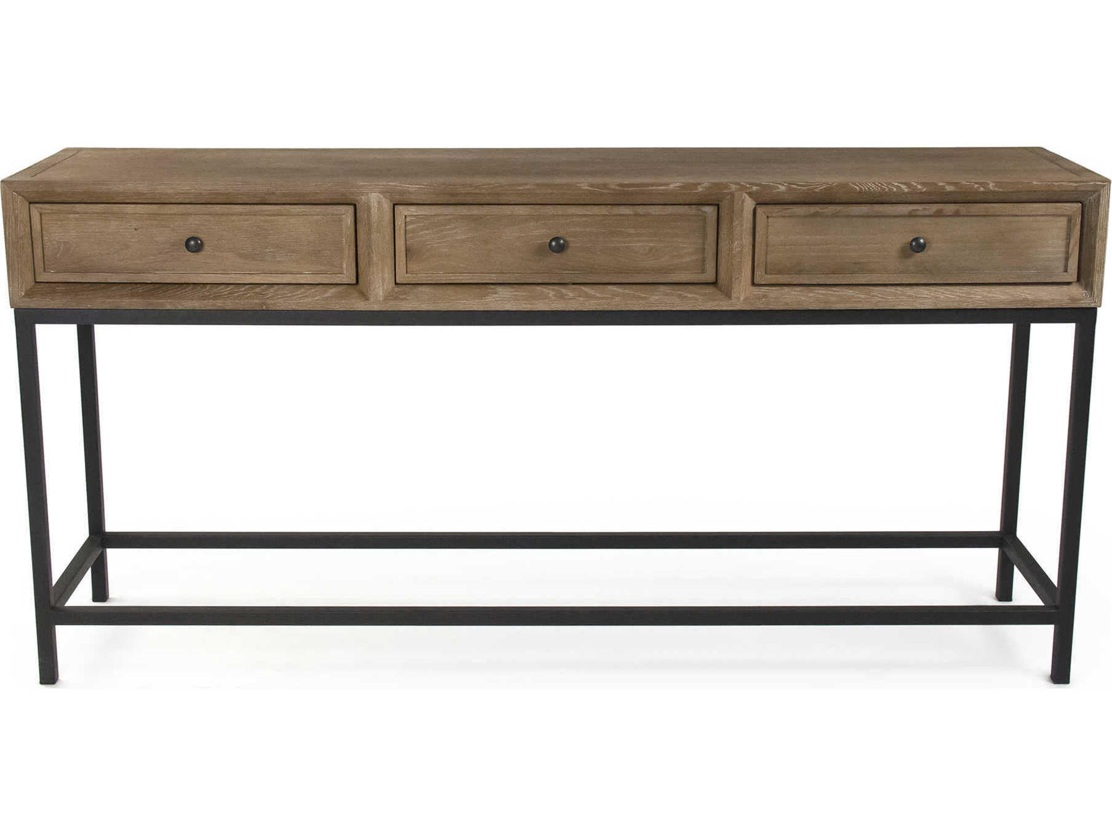 Zentique Finneas Rectangular Wood Limed Grey Oak Console Table