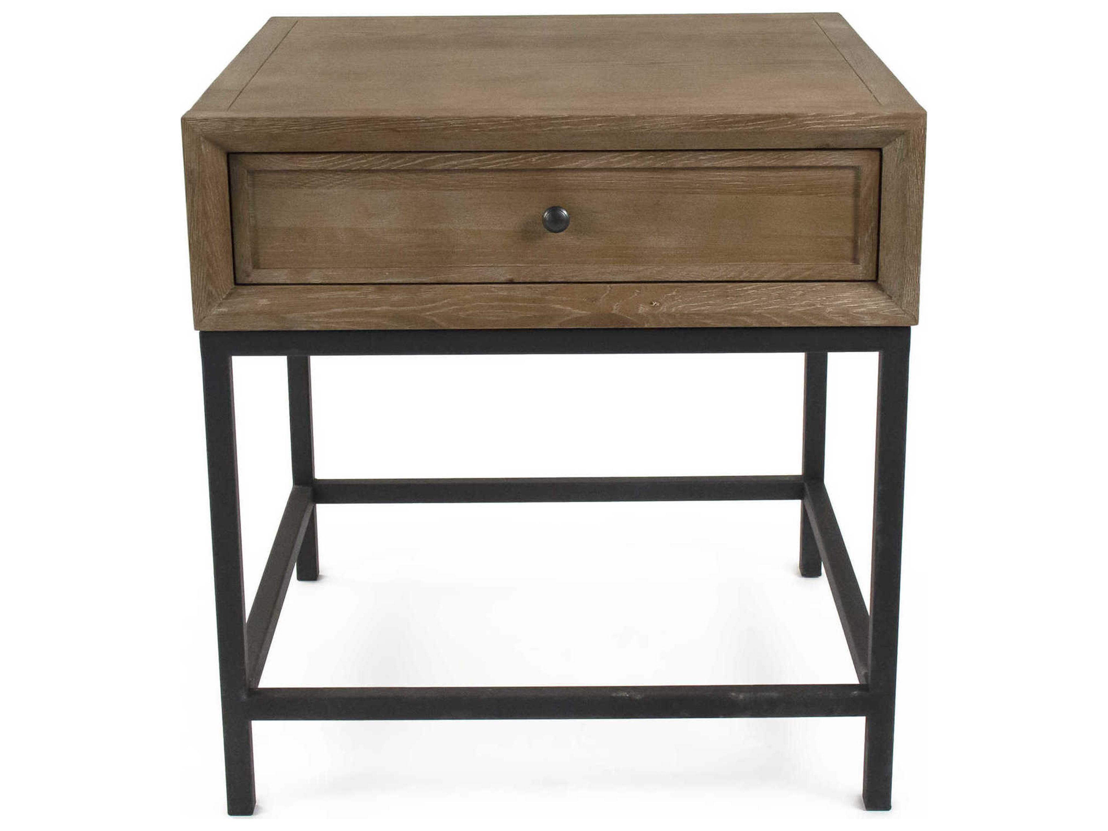 Zentique Finneas Square Wood Limed Grey Oak End Table