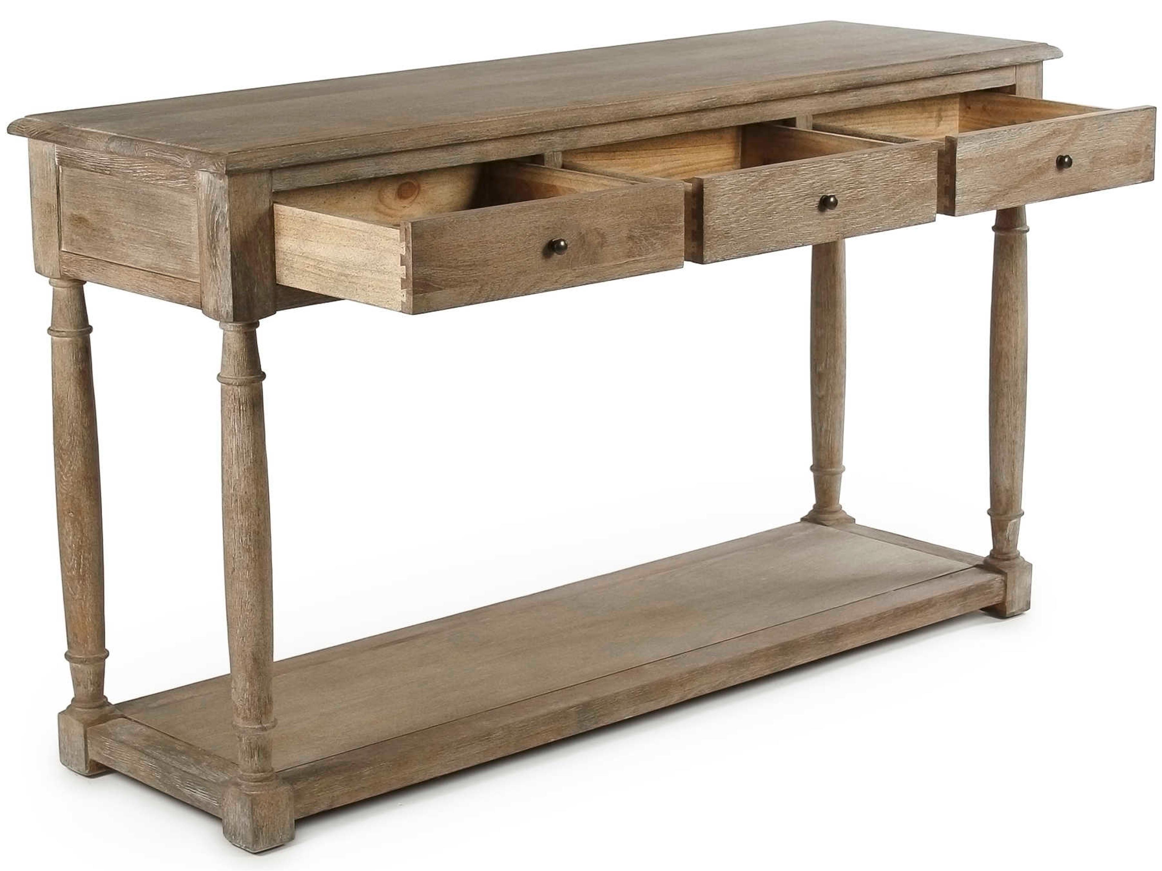 Zentique Rectangular Wood Limed Grey Console Table