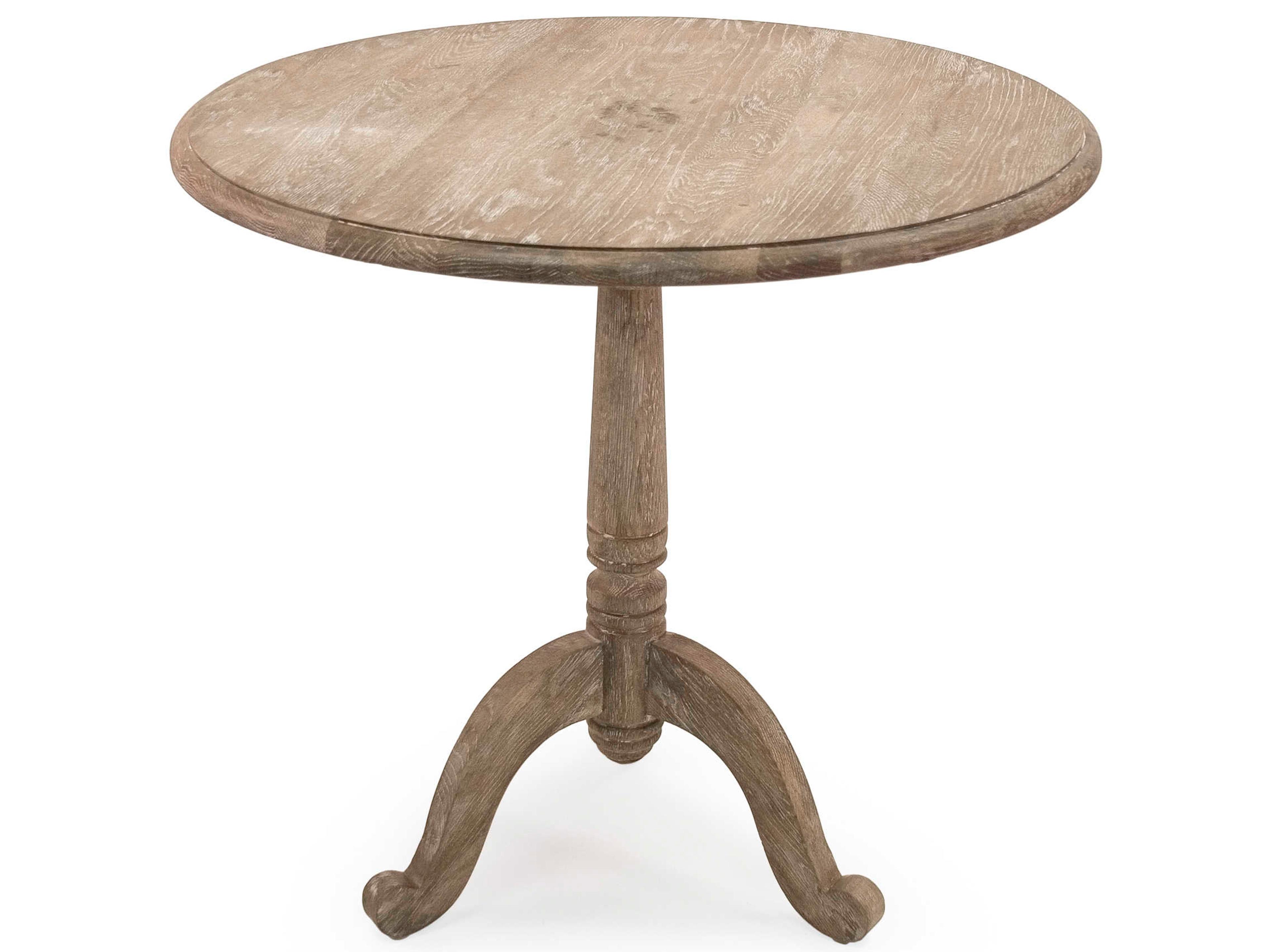 Zentique Round Wood Limed Grey End Table