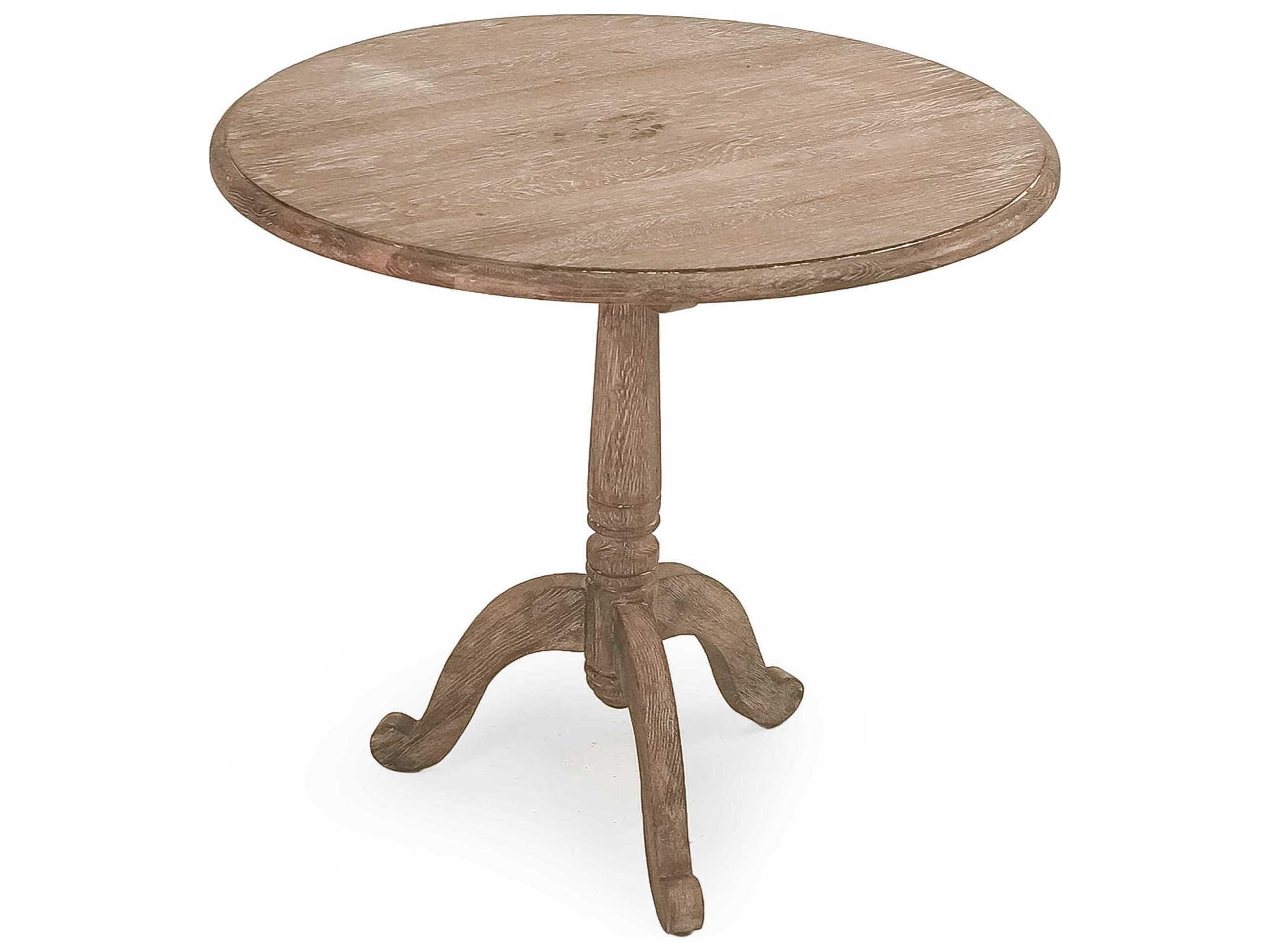 Zentique Round Wood Limed Grey End Table