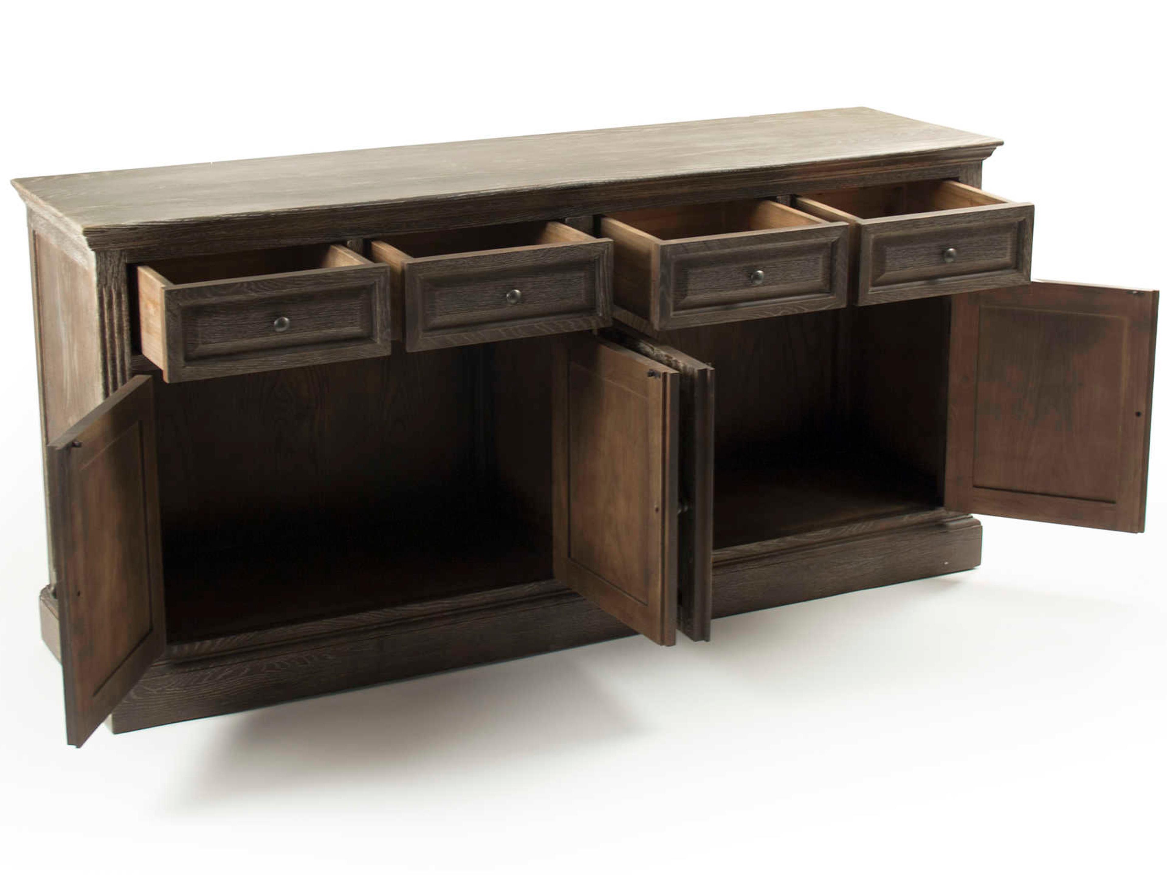 Zentique 68" Oak Wood Limed Charcoal Sideboard