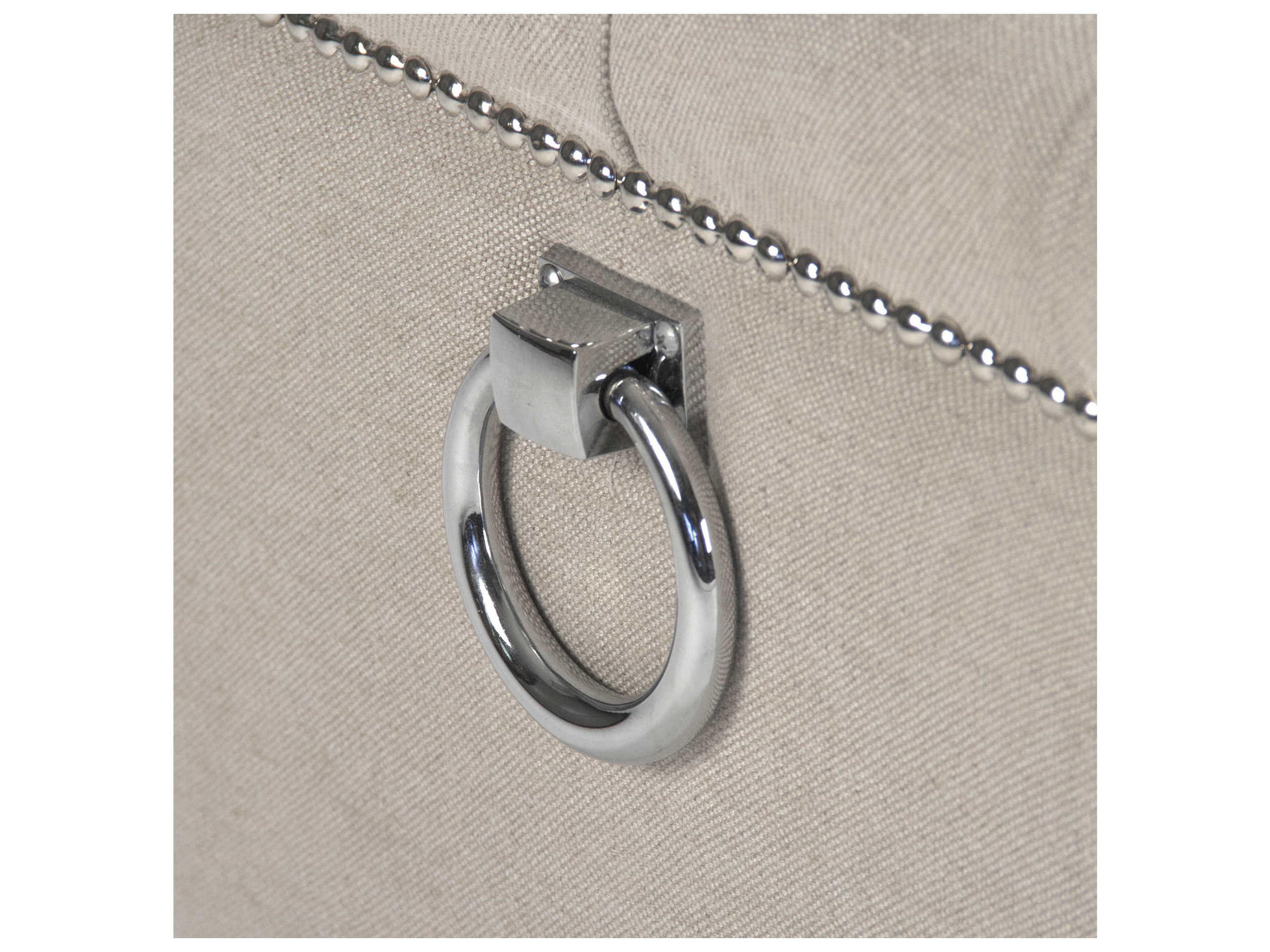 Zentique Light Linen Cotton Cream Upholstered Accent Stool