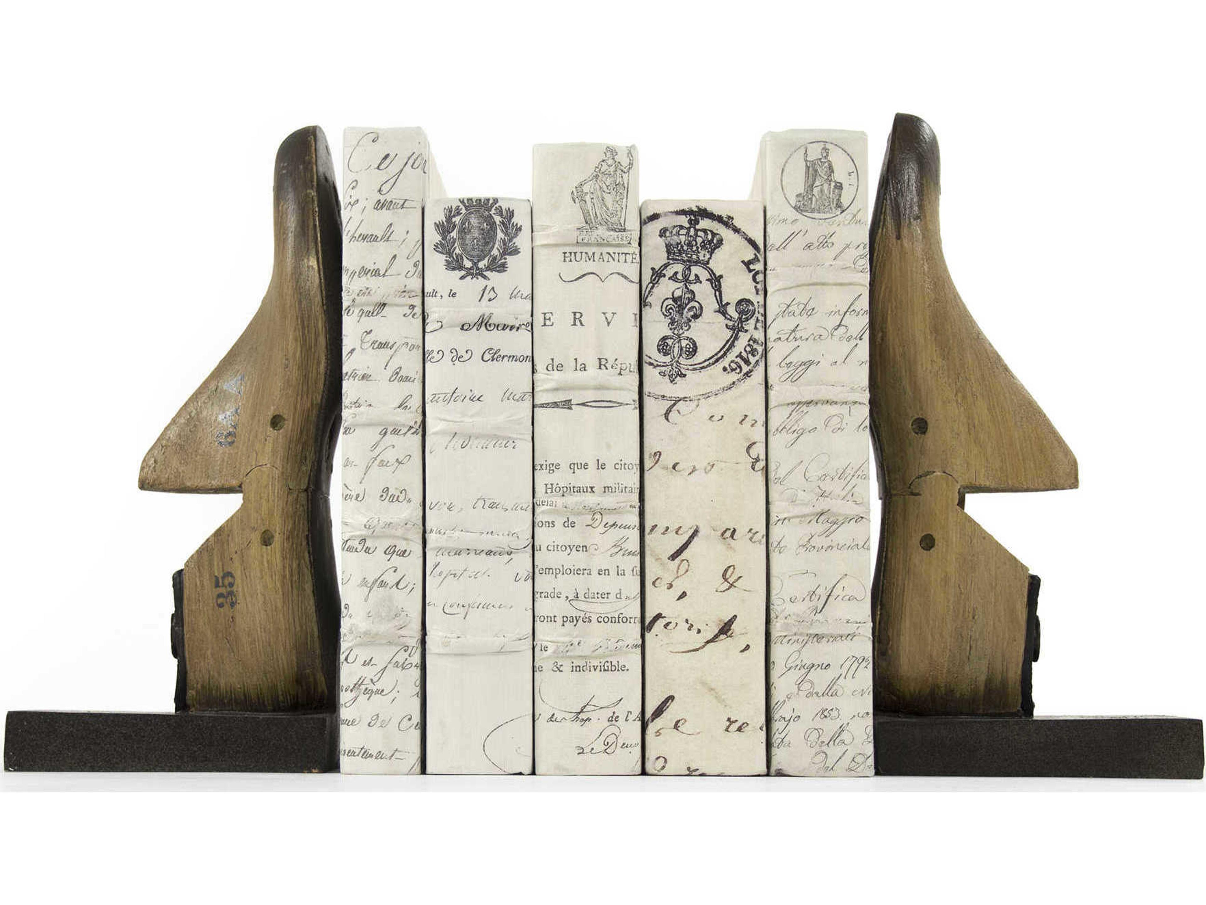 Zentique Tan / Black Dark Brown Resin Shoe Bookends