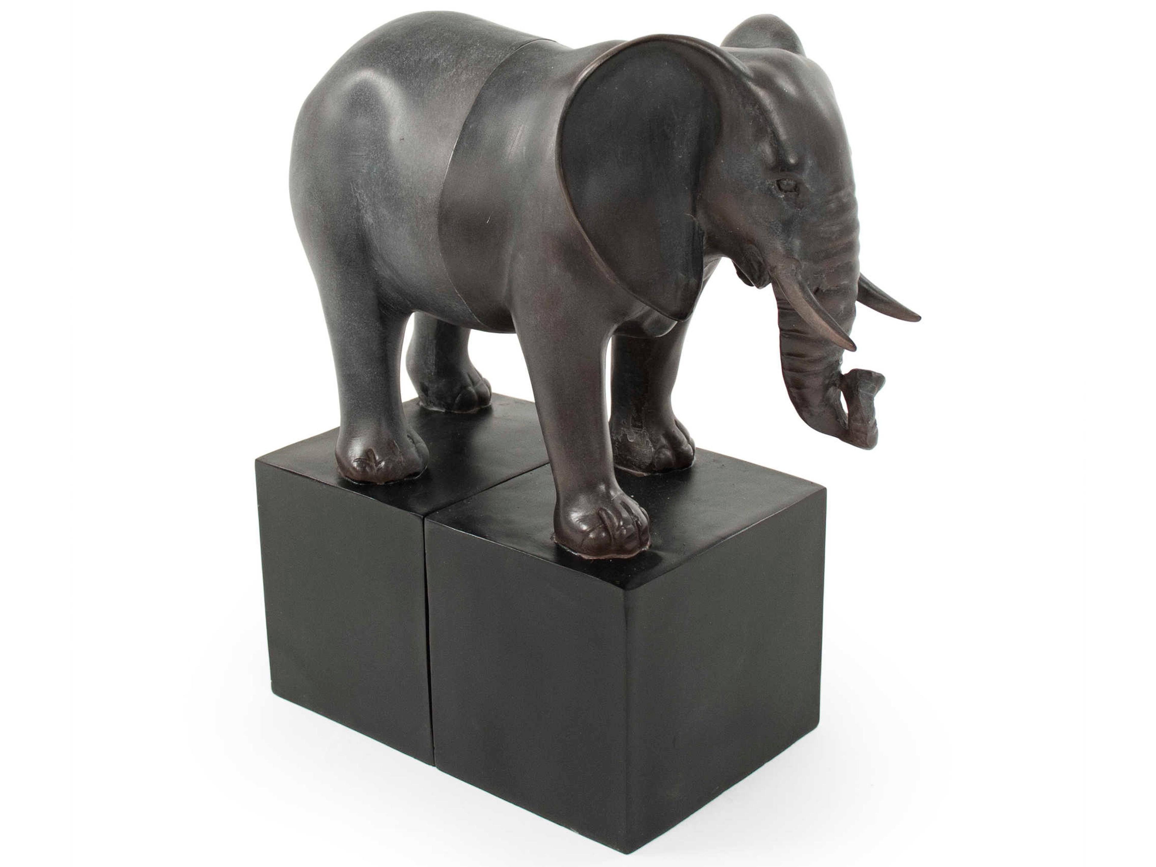 Zentique Black Resin Elephant Bookend