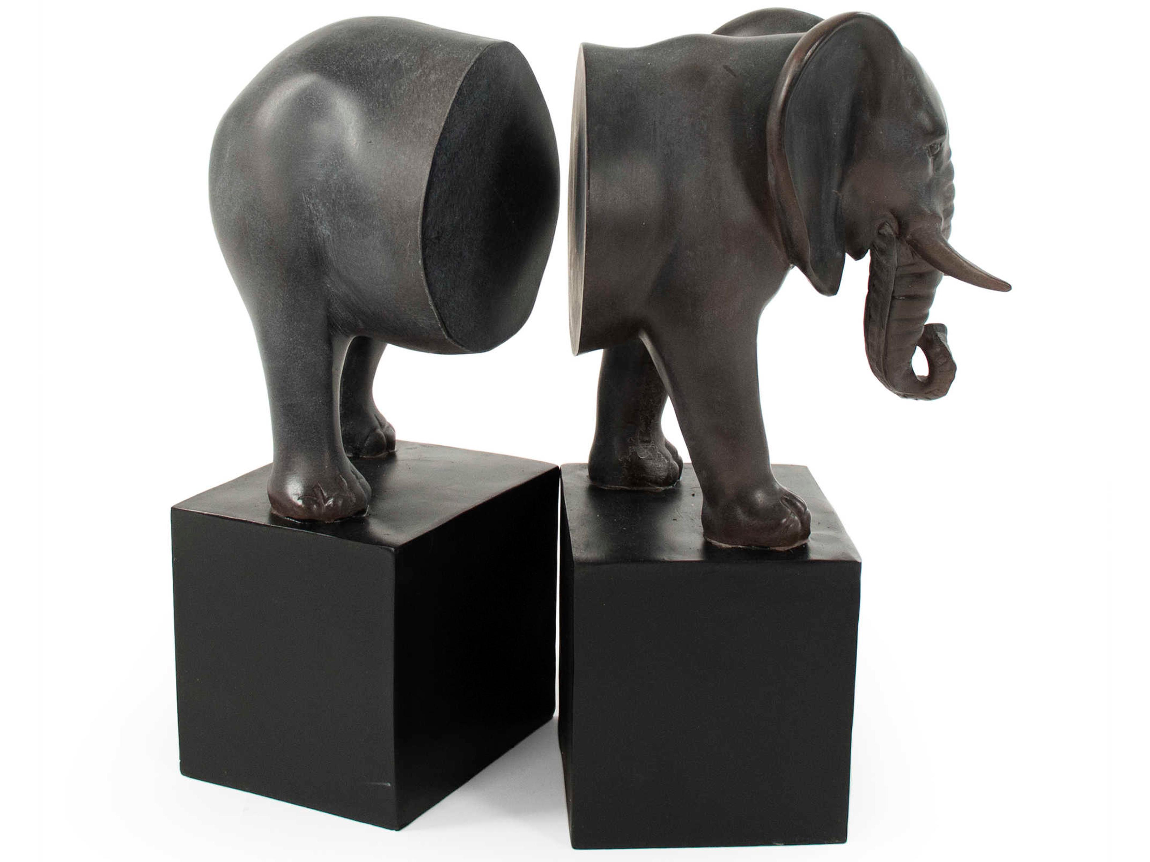 Zentique Black Resin Elephant Bookend