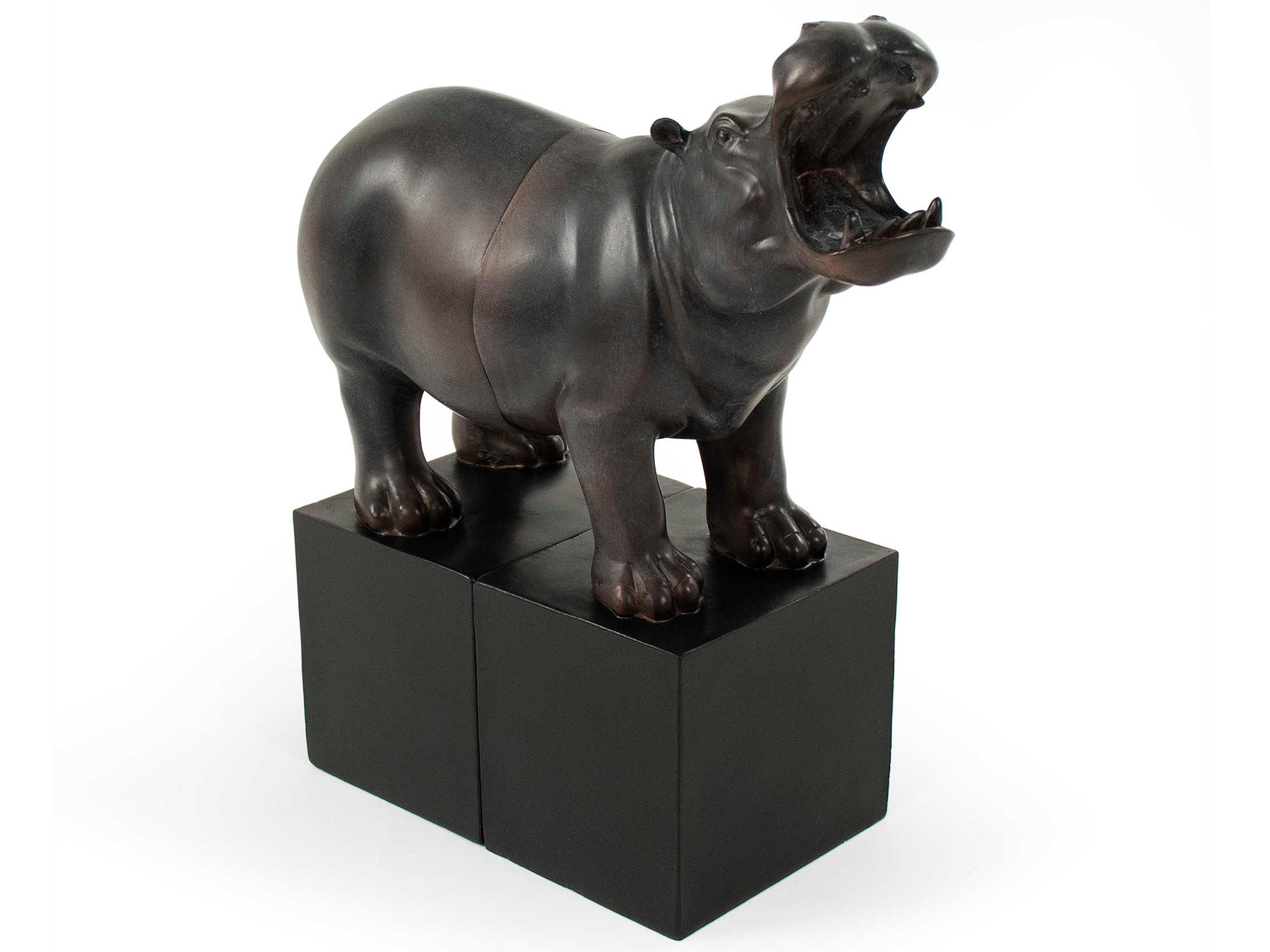 Zentique Black Resin Hippopotomus Bookend