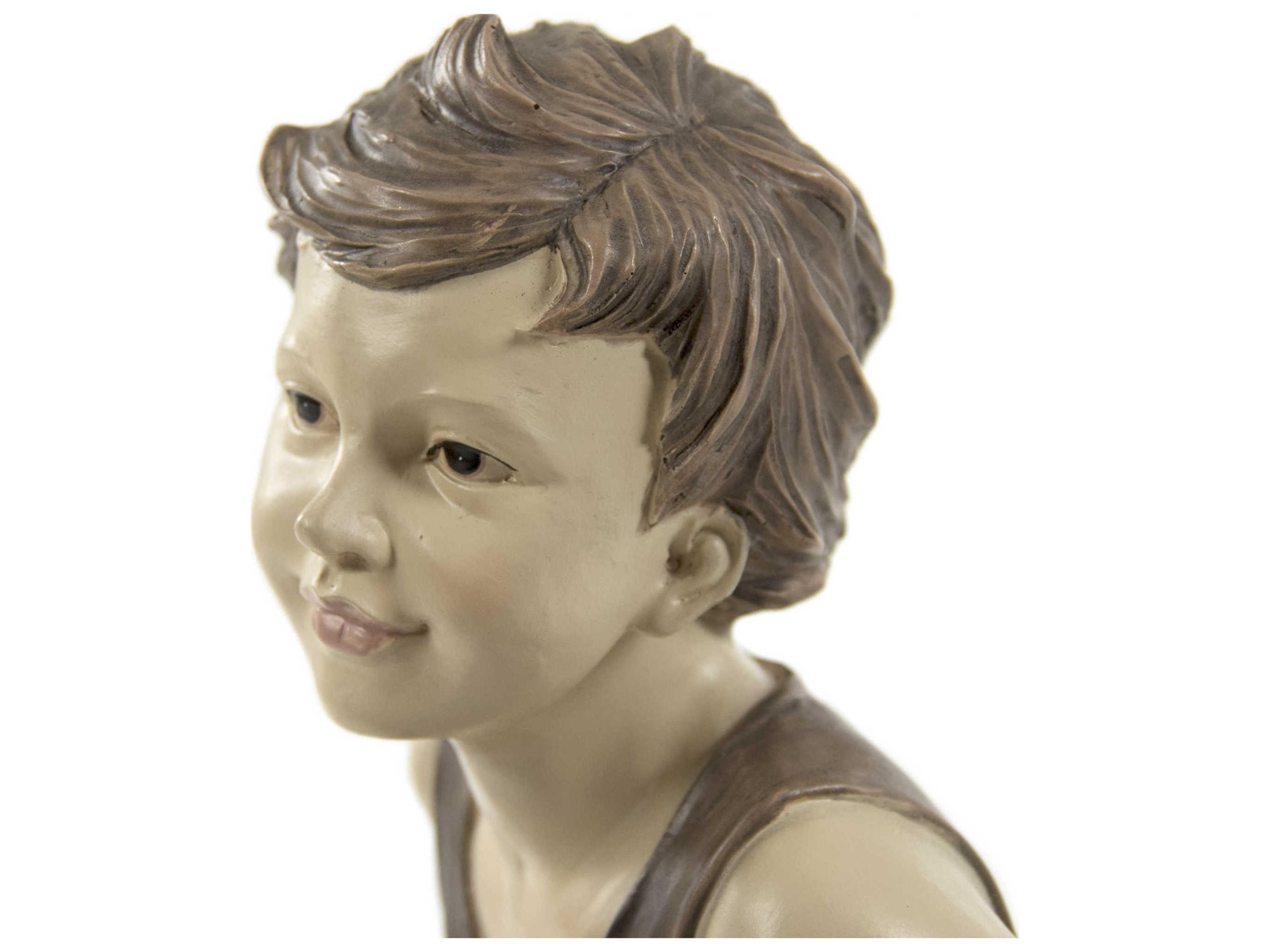 Zentique Tan / Black / Dark Brown / Ivory Boy on Scooter Sculpture