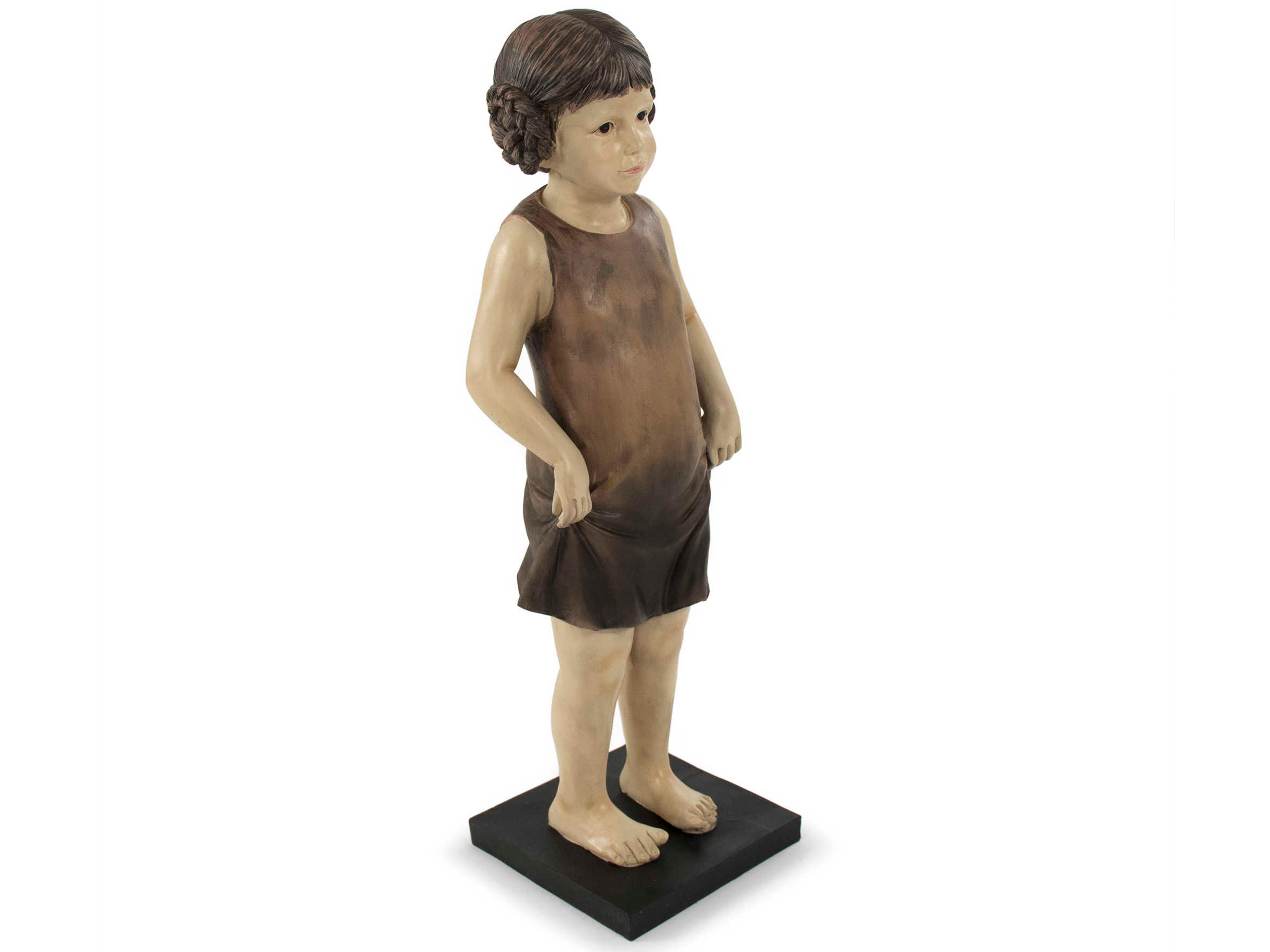 Zentique Tan / Black / Dark Brown / Ivory Girl Standing Sculpture