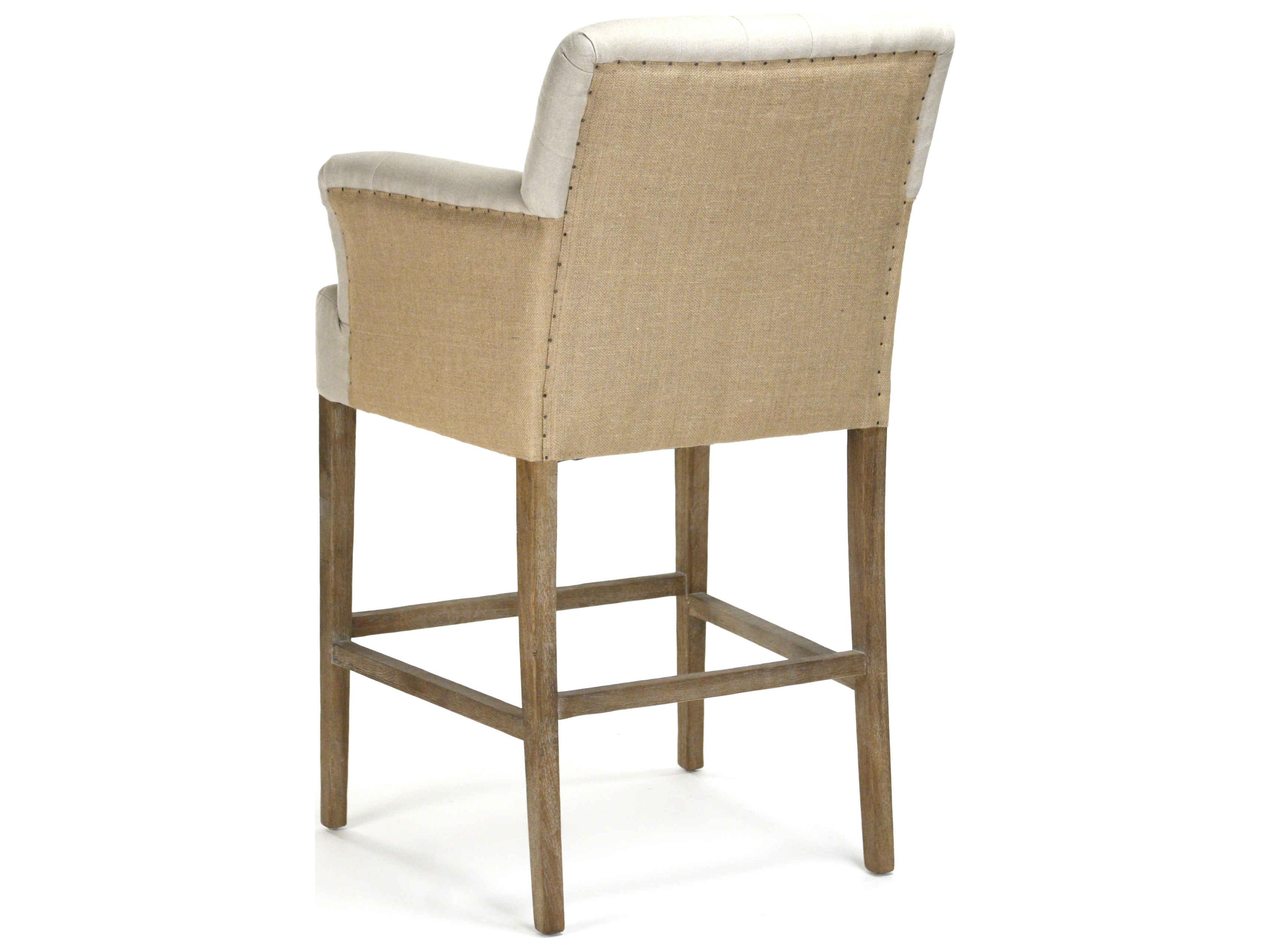 Zentique Barrois Upholstered Oak Wood Bar Stool