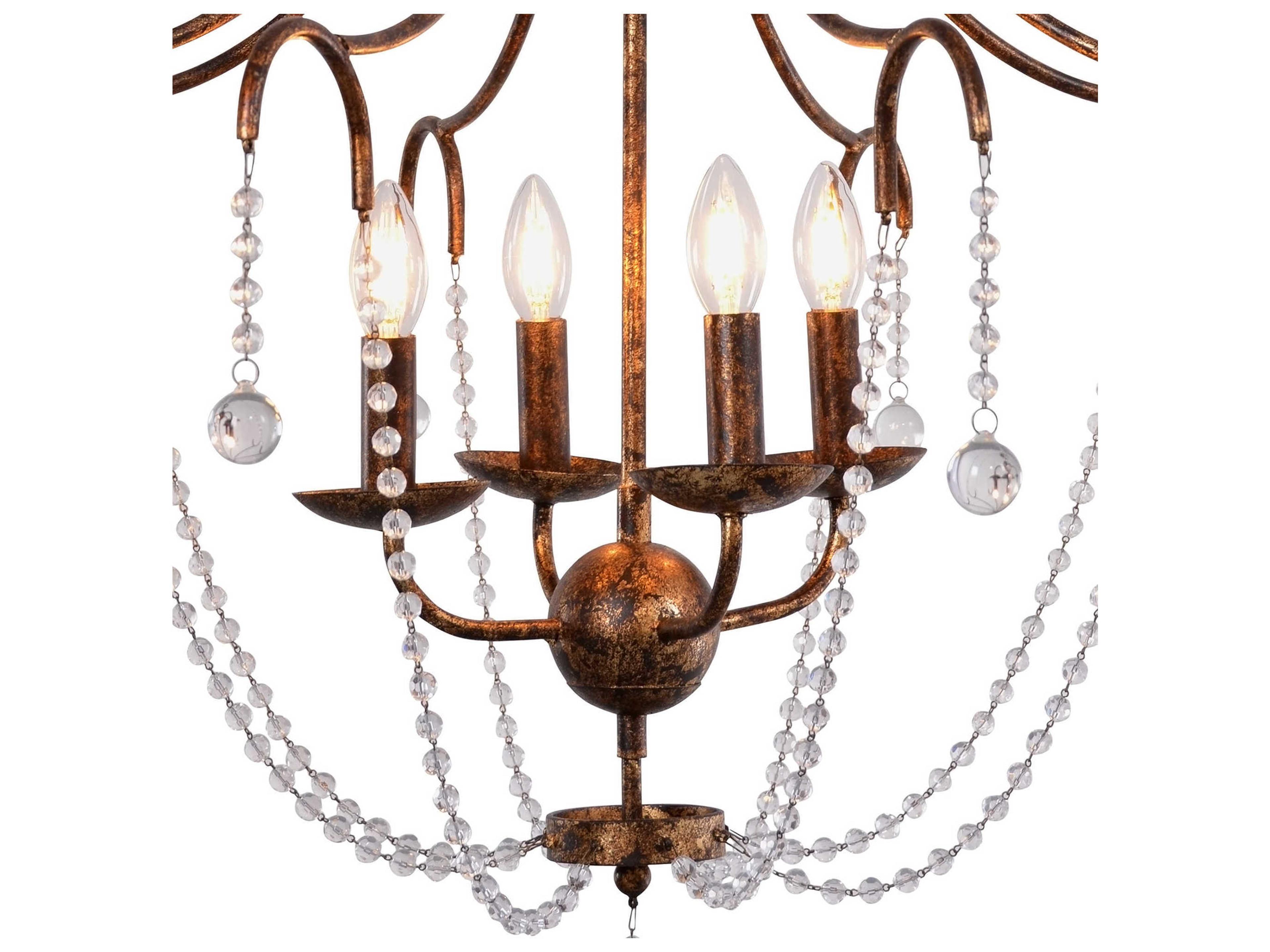 Zentique 4-Light Gold Leaf Glass Candelabra Empire Chandelier