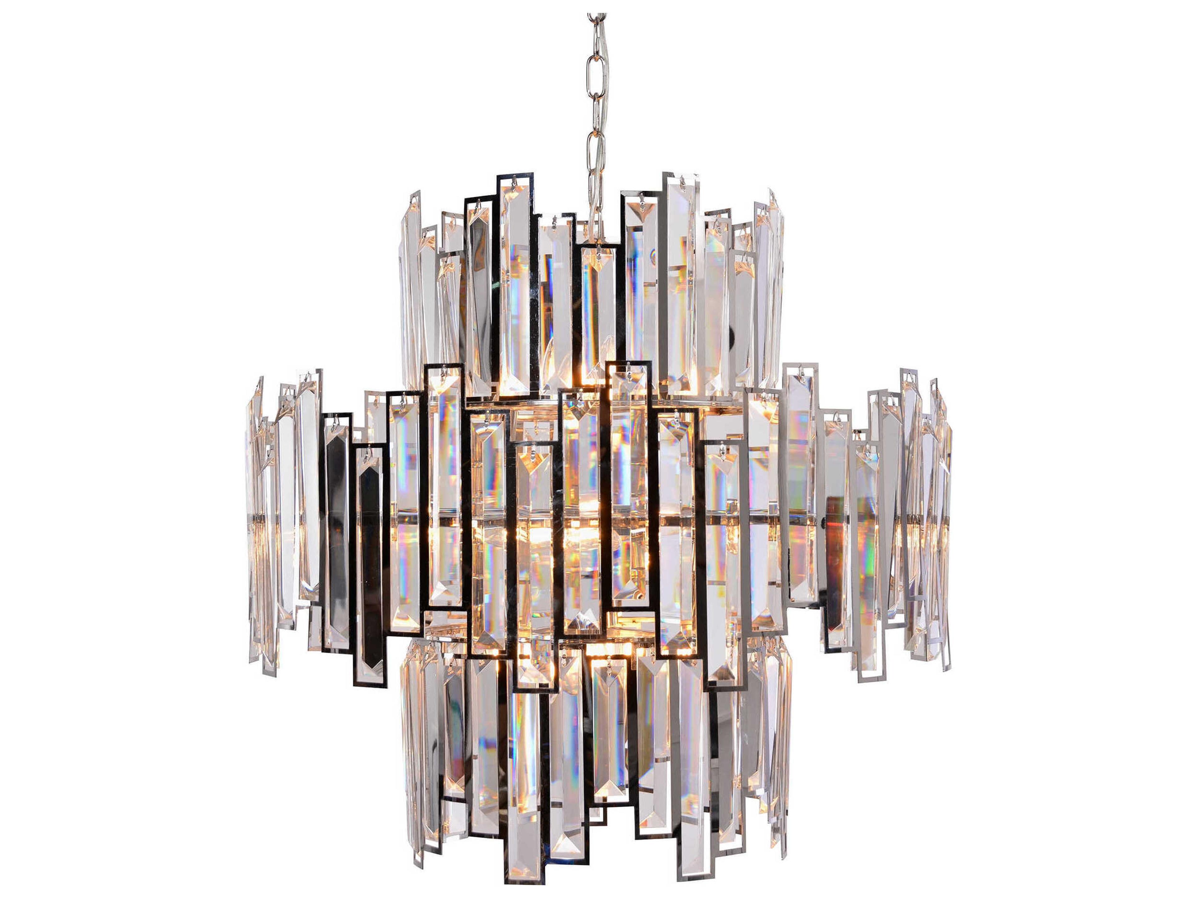 Abstract 14-Light Chrome Stainless Steel Crystal Chandelier