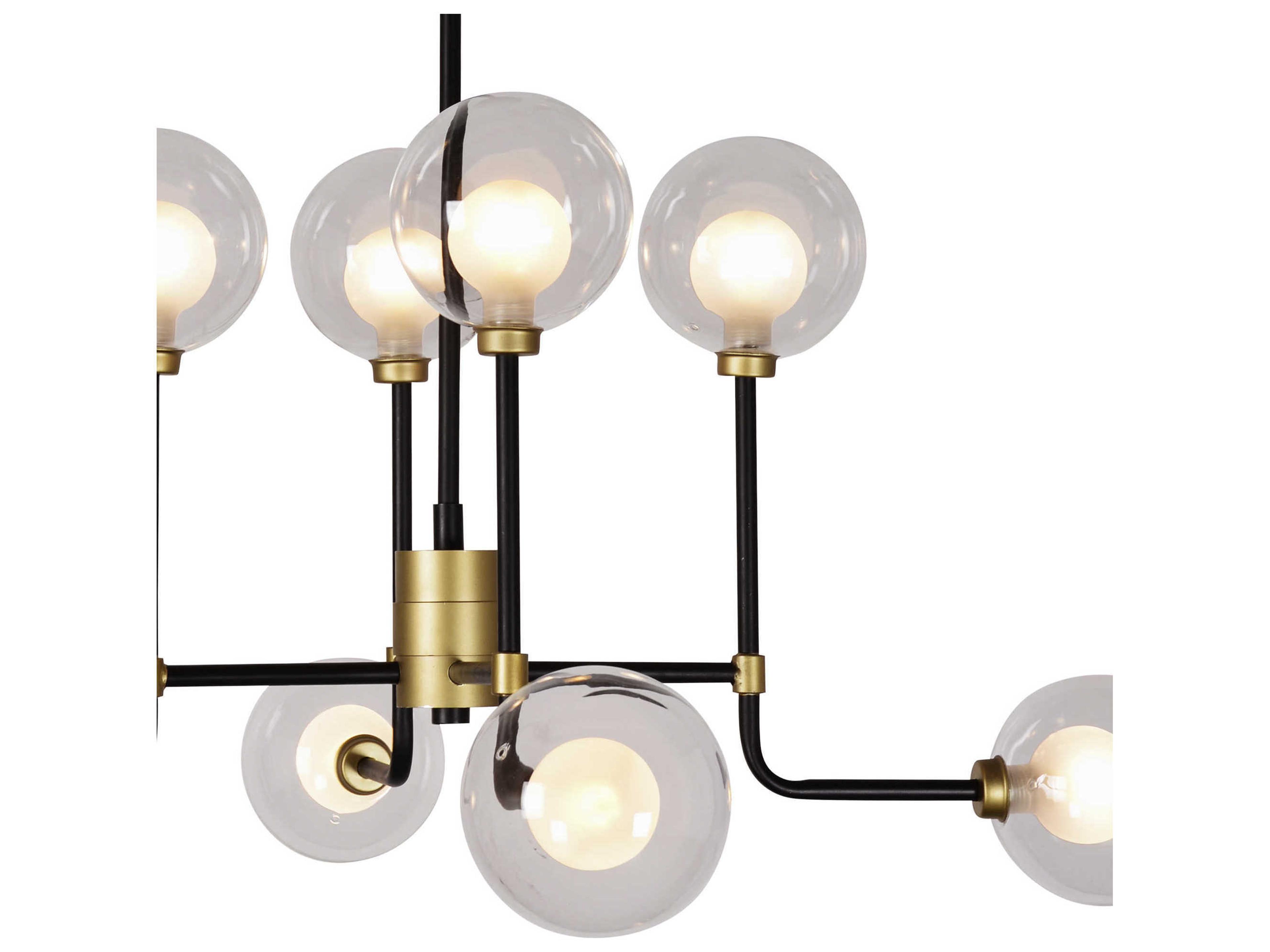 Zentique 8-Light Matte Black Gold Glass Globe Pendant