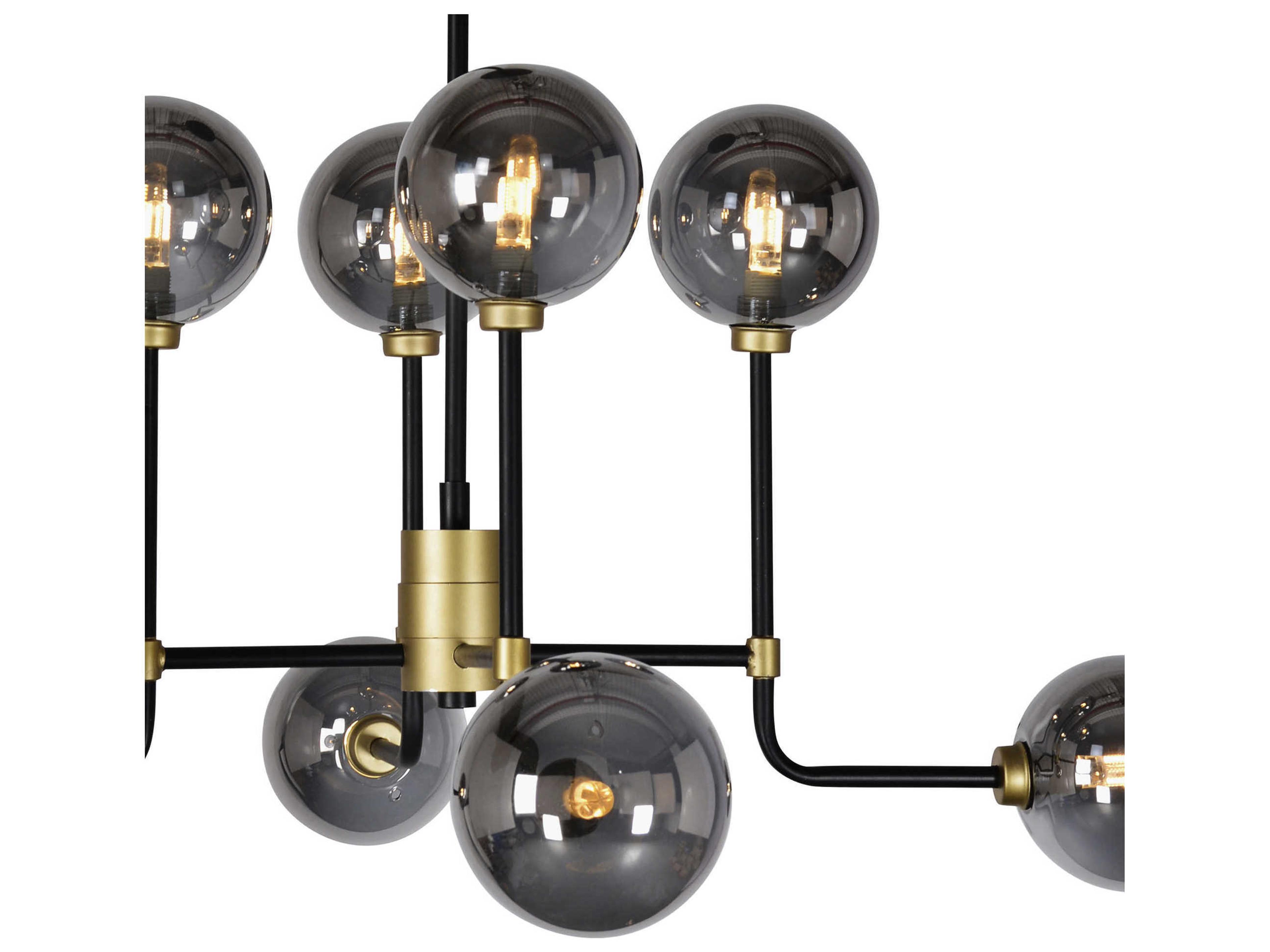Zentique 8-Light Matte Black Gold Glass Globe Pendant