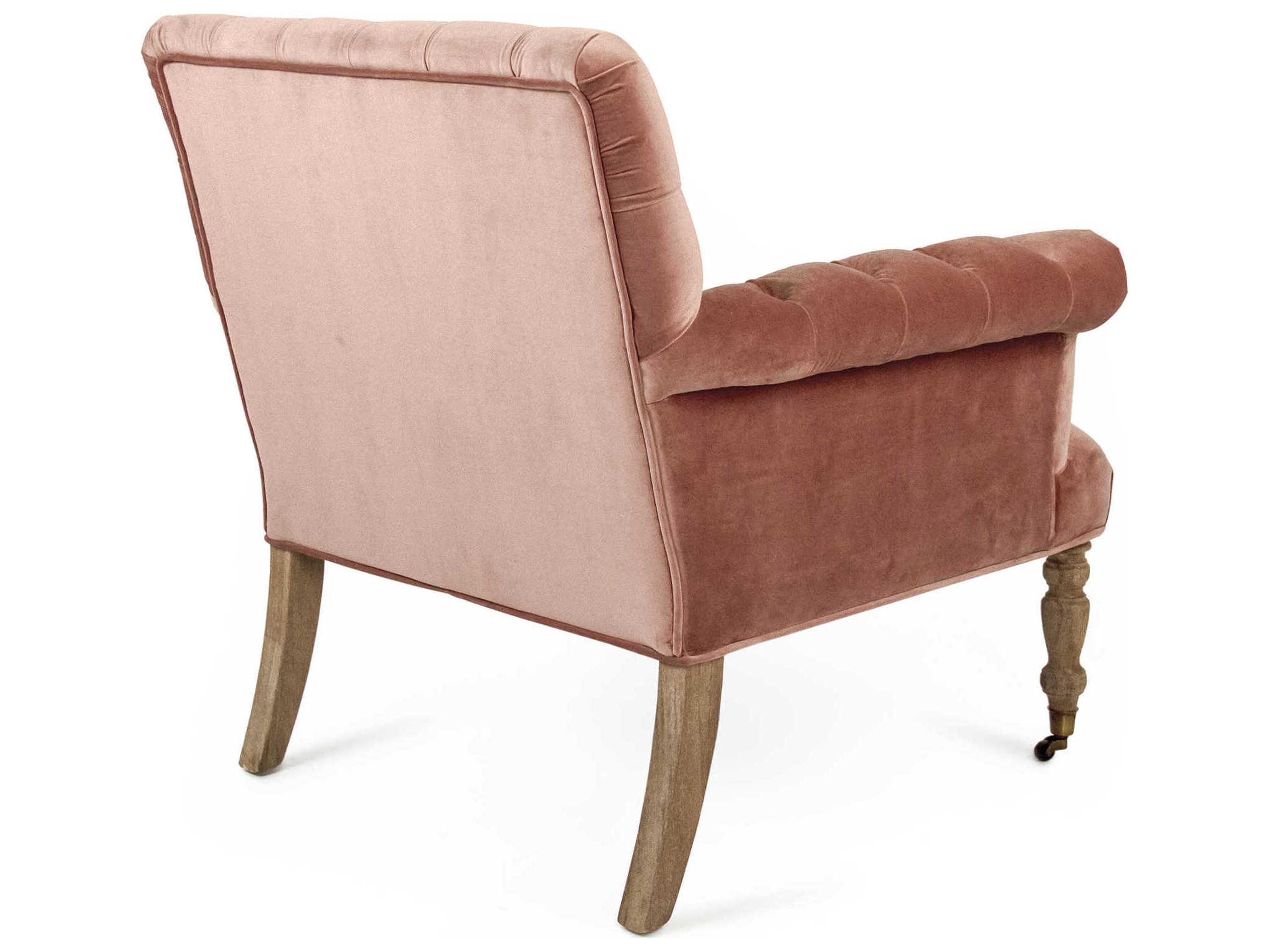 Zentique Rolling Pink Fabric Tufted Accent Chair