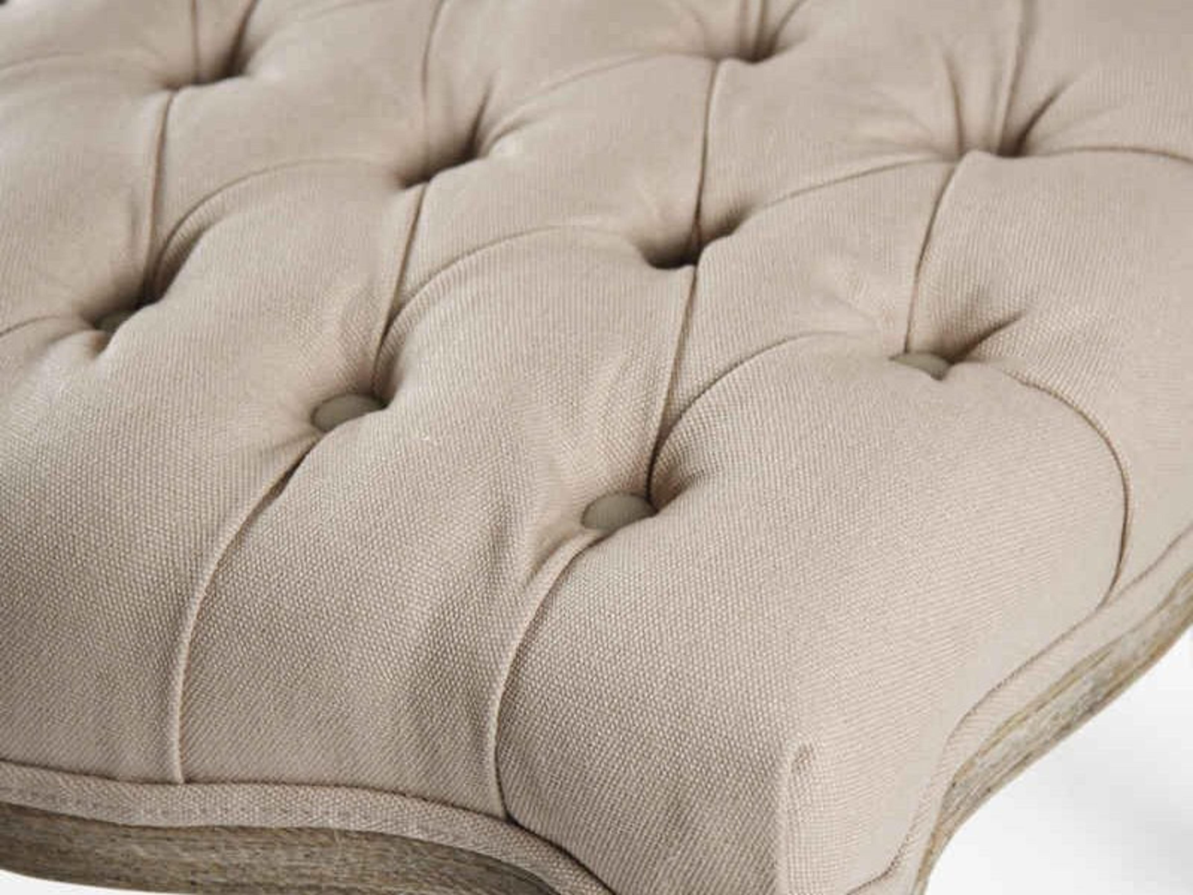 Zentique Piaf Oak Wood Beige Upholstered Armless Dining Chair