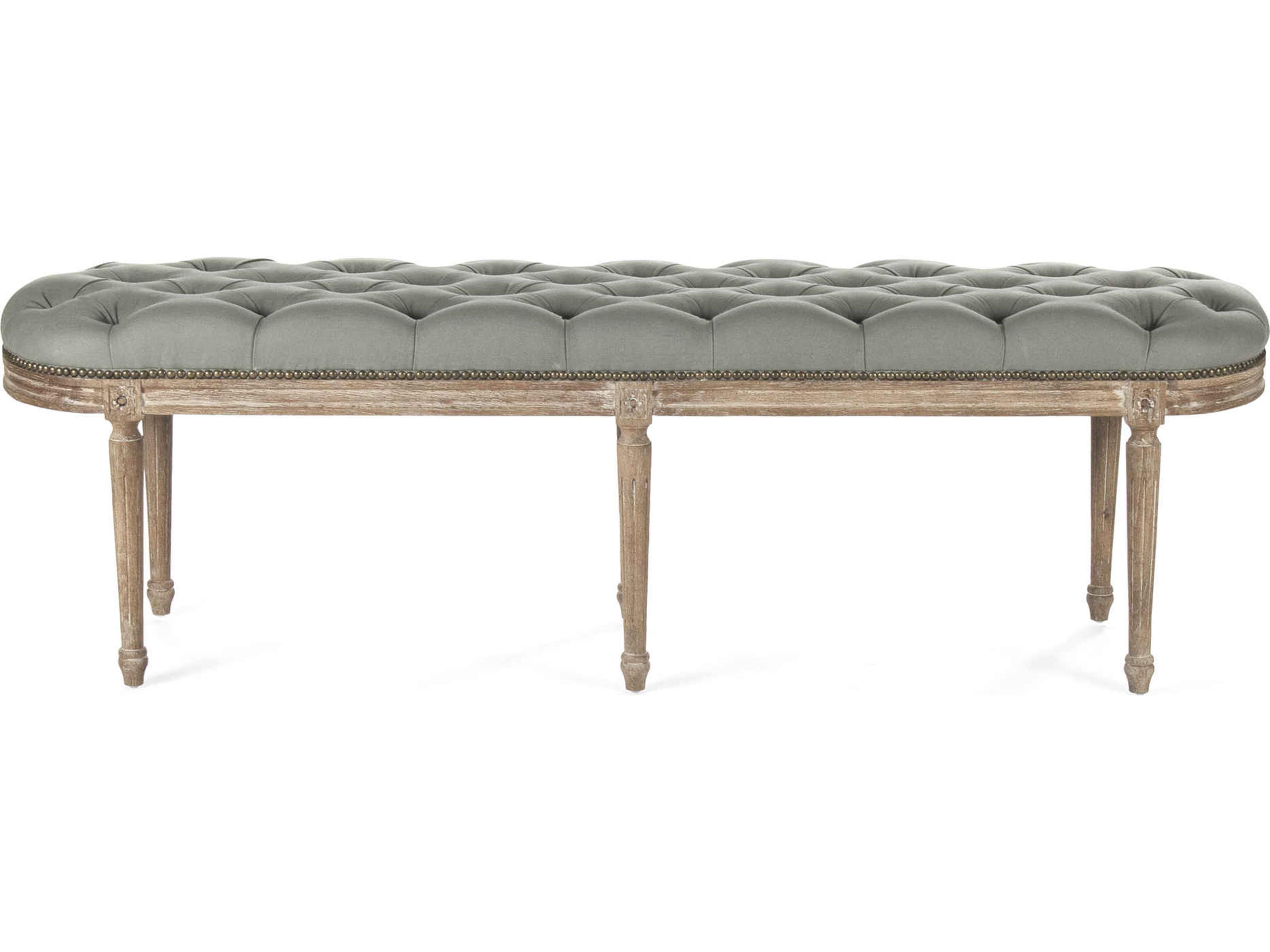 Zentique Michel Gray Upholstered Accent Bench