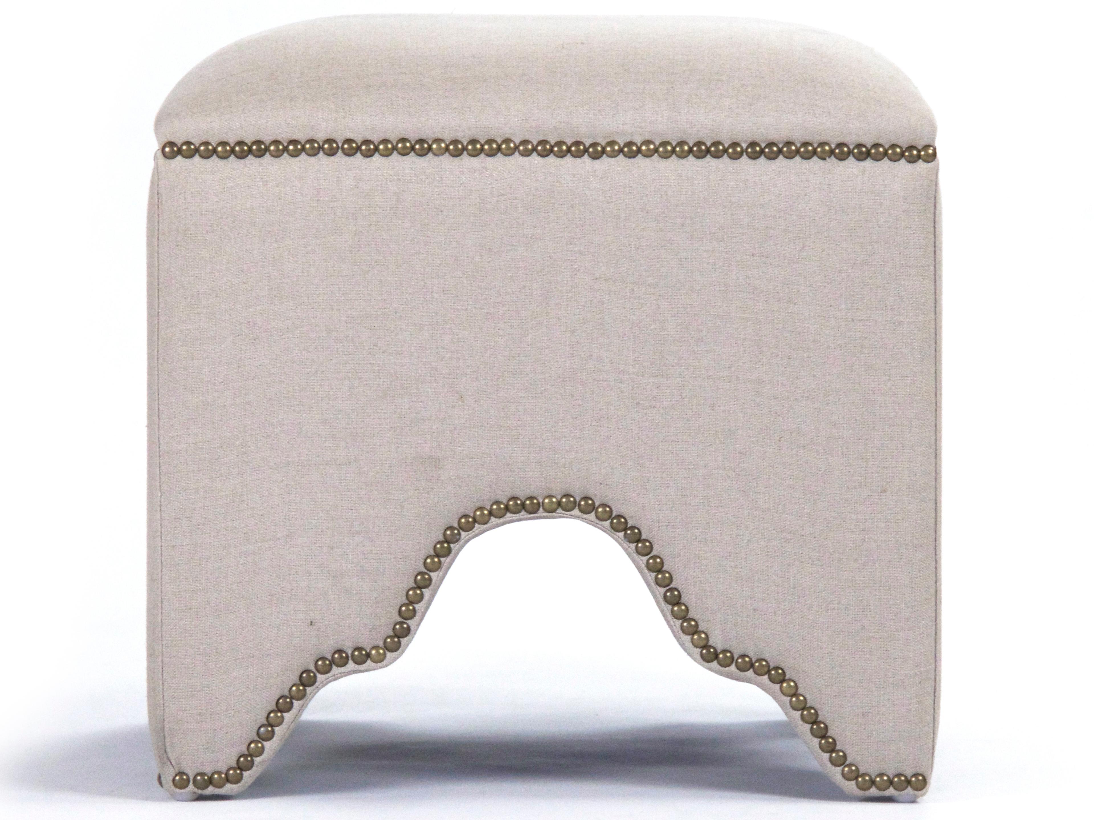 Zentique Willem Natural Linen Cream Upholstered Accent Stool
