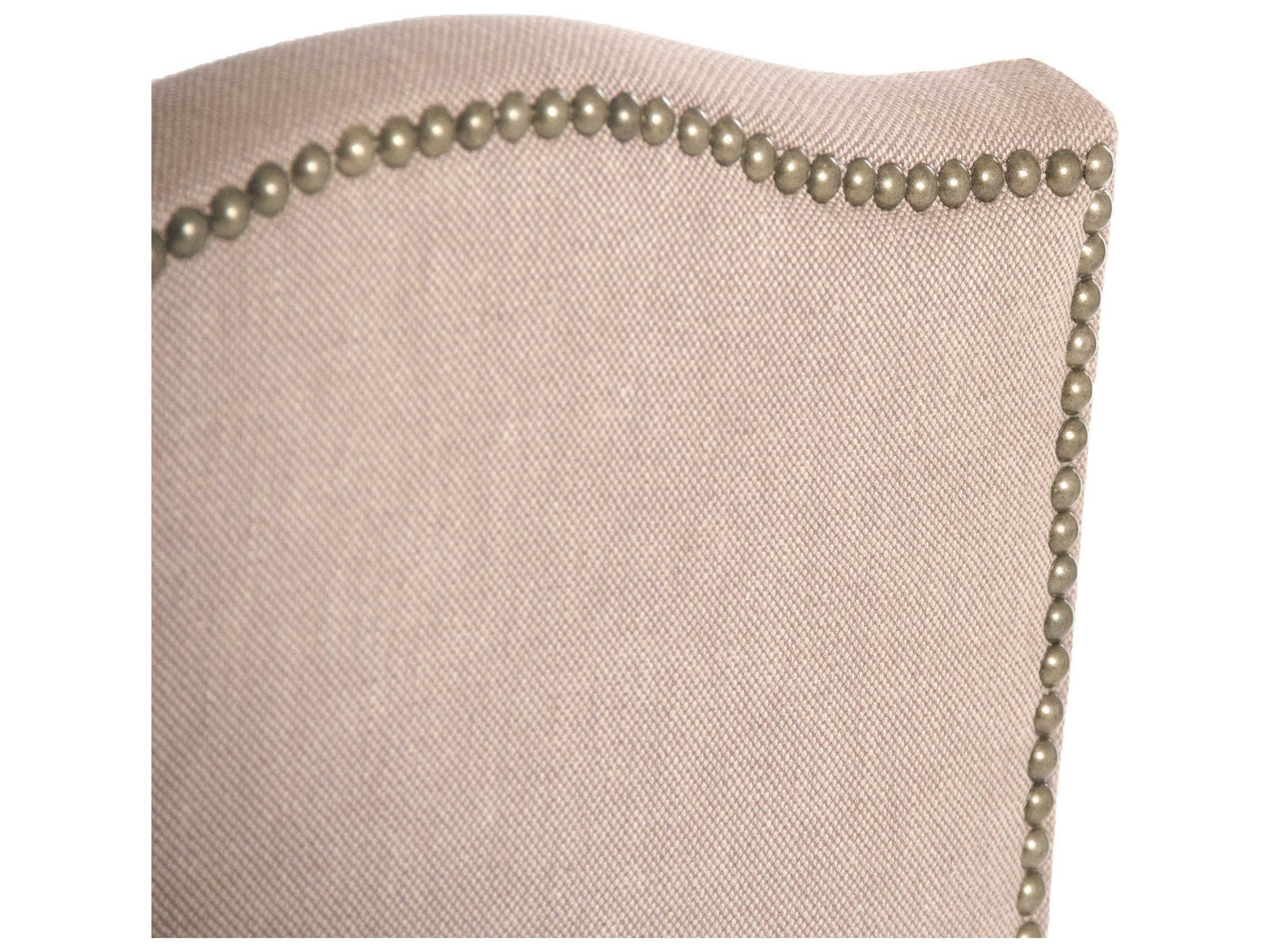 Zentique Aria Upholstered Oak Wood Linen Cotton Bar Stool