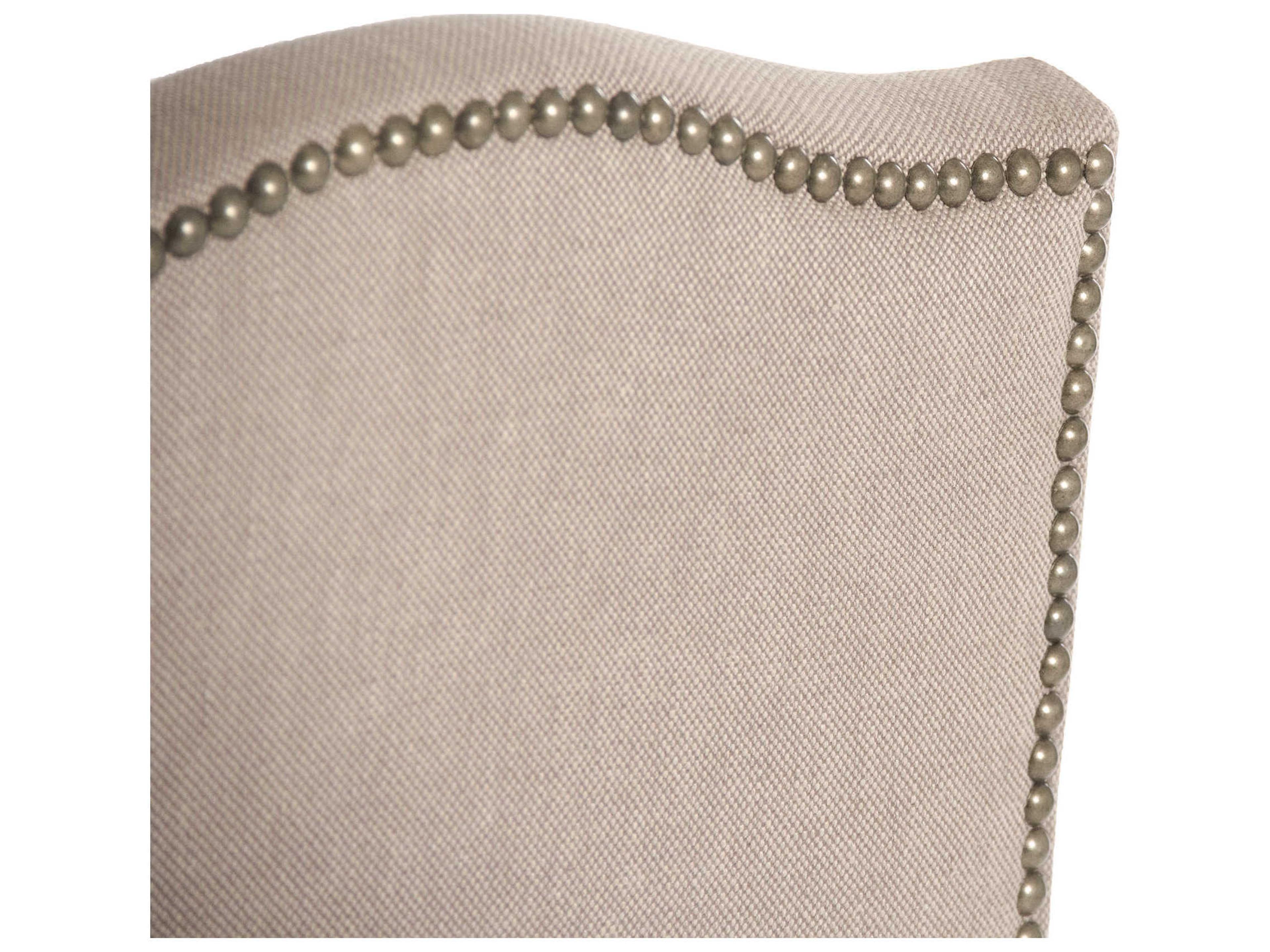 Zentique Aria Upholstered Oak Wood Linen Cotton Counter Stool