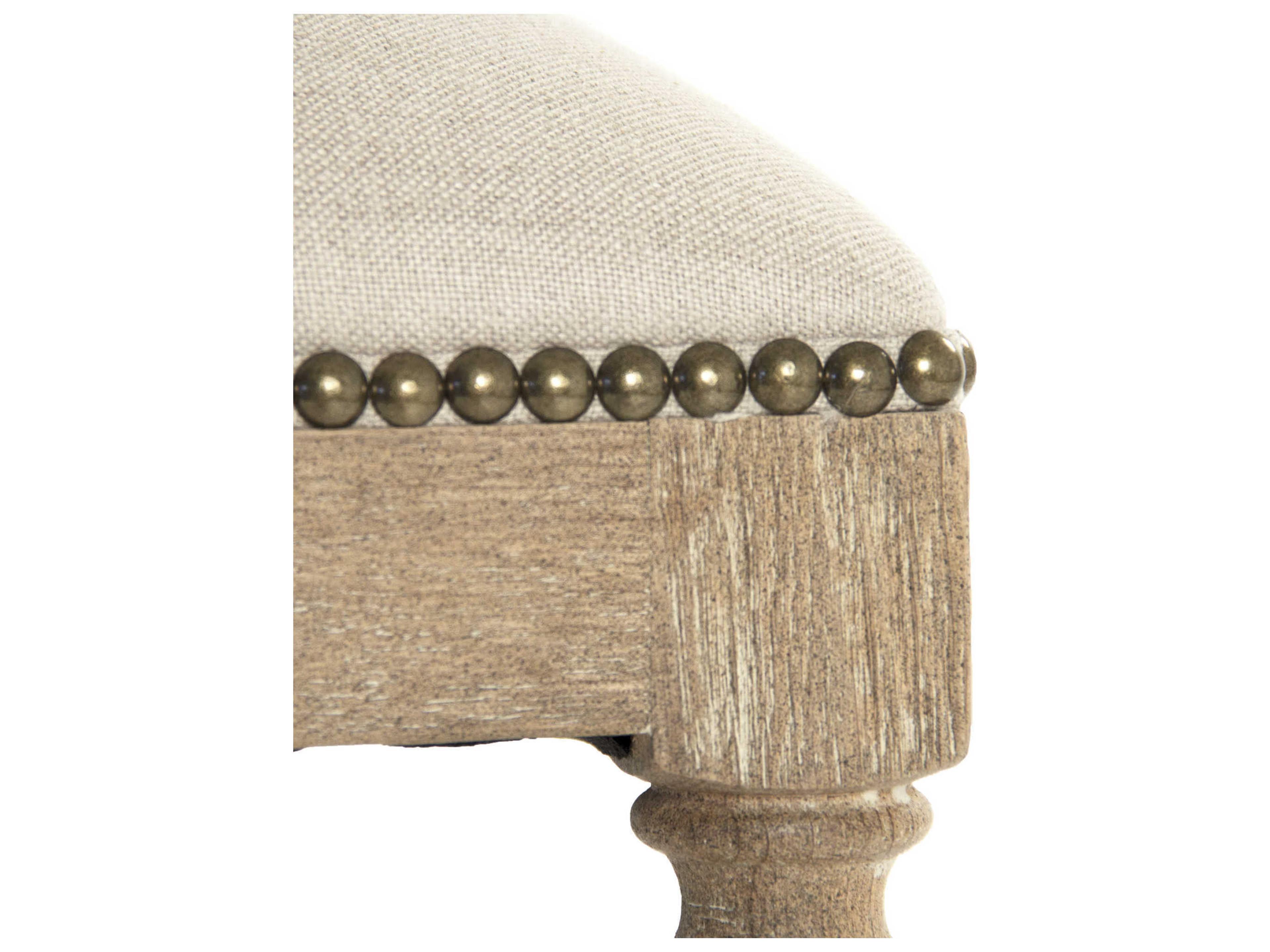 Zentique Aria Upholstered Oak Wood Natural Linen Counter Stool