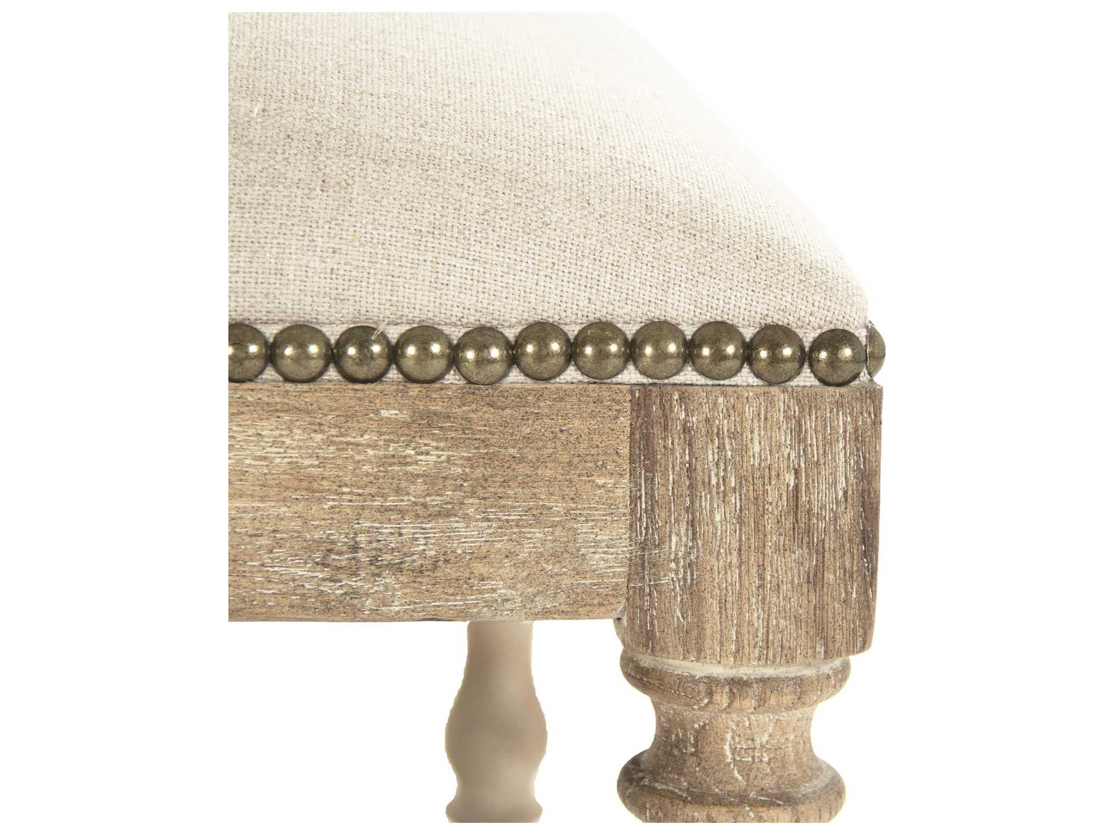 Zentique Aria Oak Wood Beige Upholstered Side Dining Chair