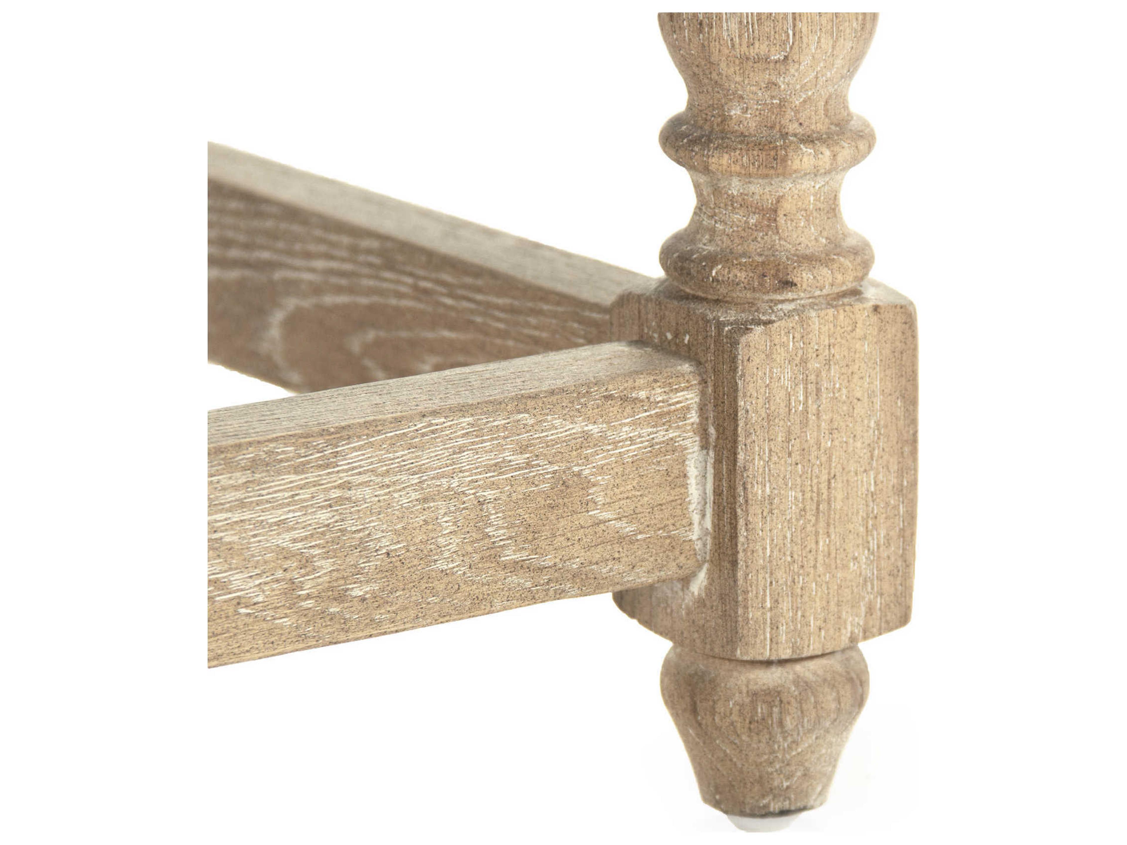 Zentique Aria Oak Wood Beige Upholstered Side Dining Chair