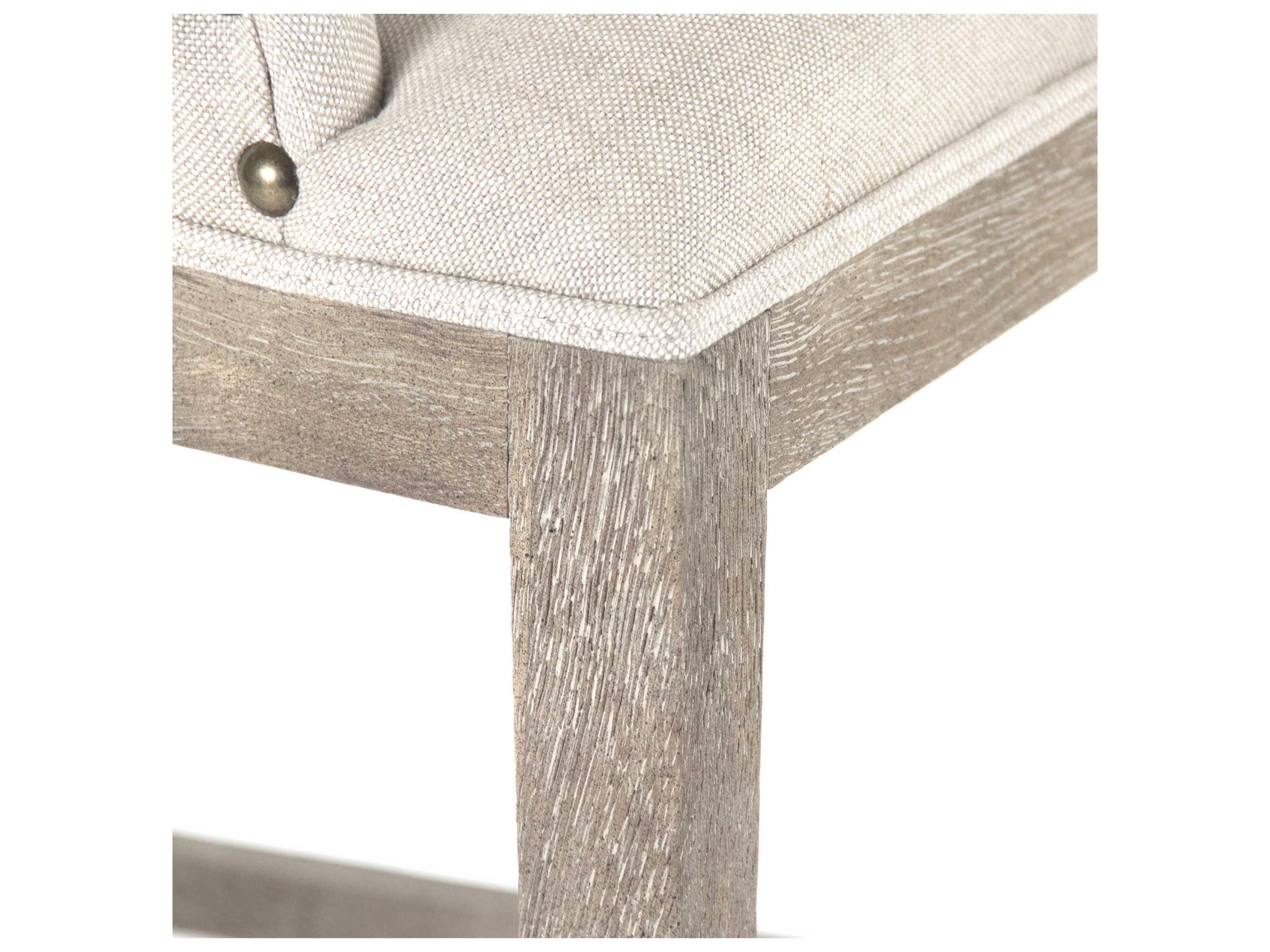 Zentique Upholstered Oak Wood Natural Linen Bar Stool