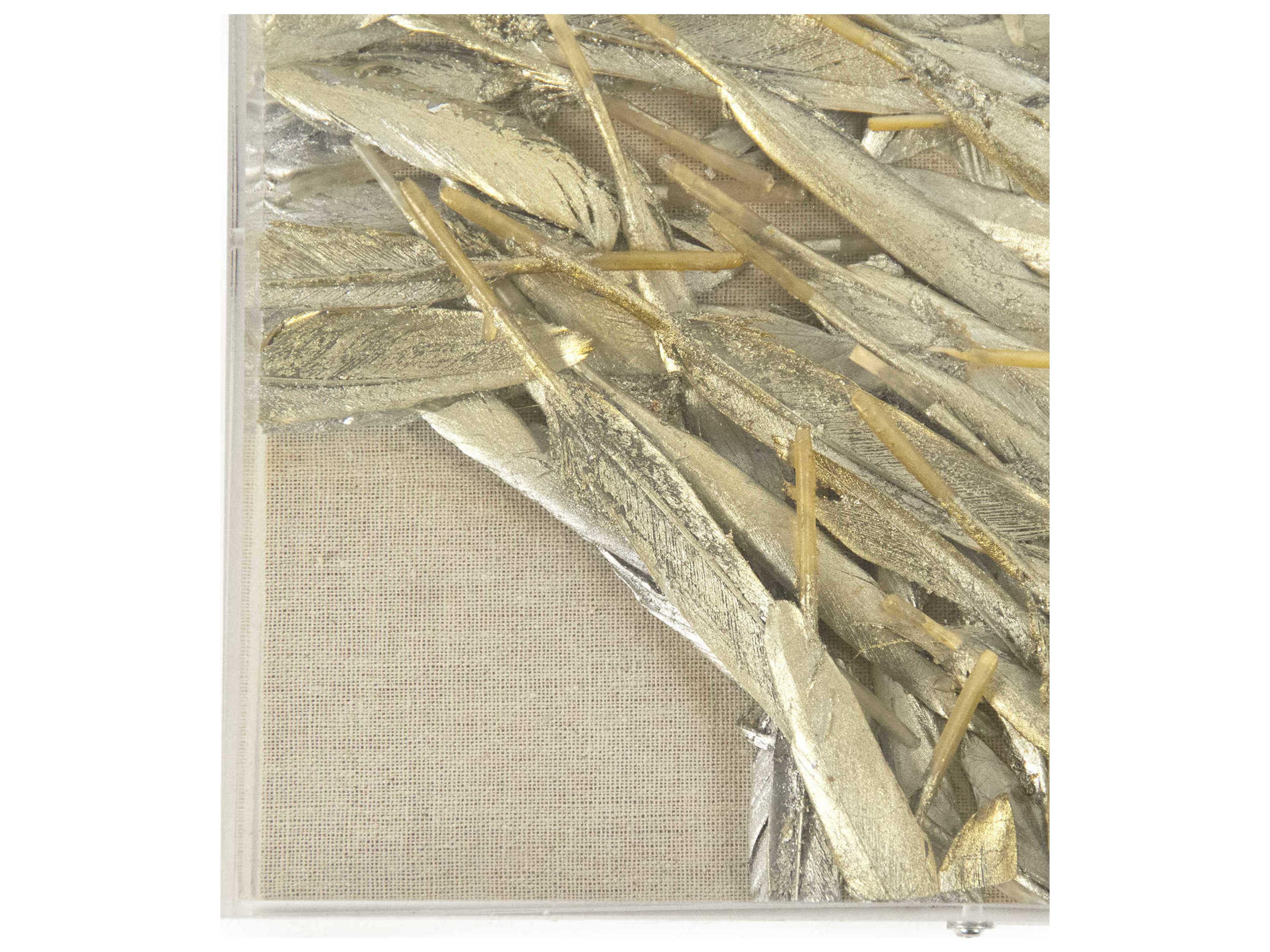 Zentique Gold / Silver Leaf Abstract Feathers Shadow Box Set of 4
