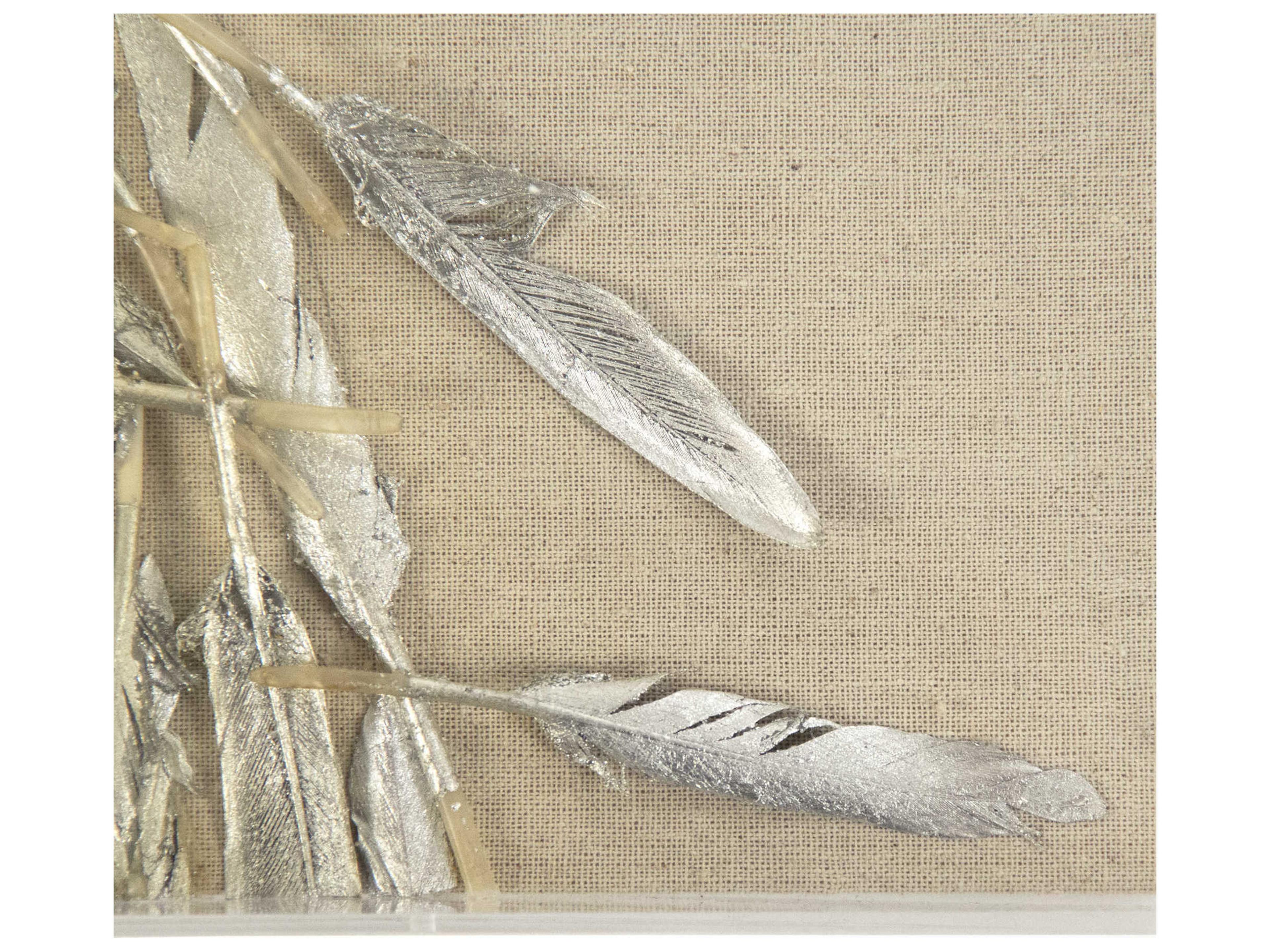 Zentique Gold / Silver Leaf Abstract Feathers Shadow Box Set of 4