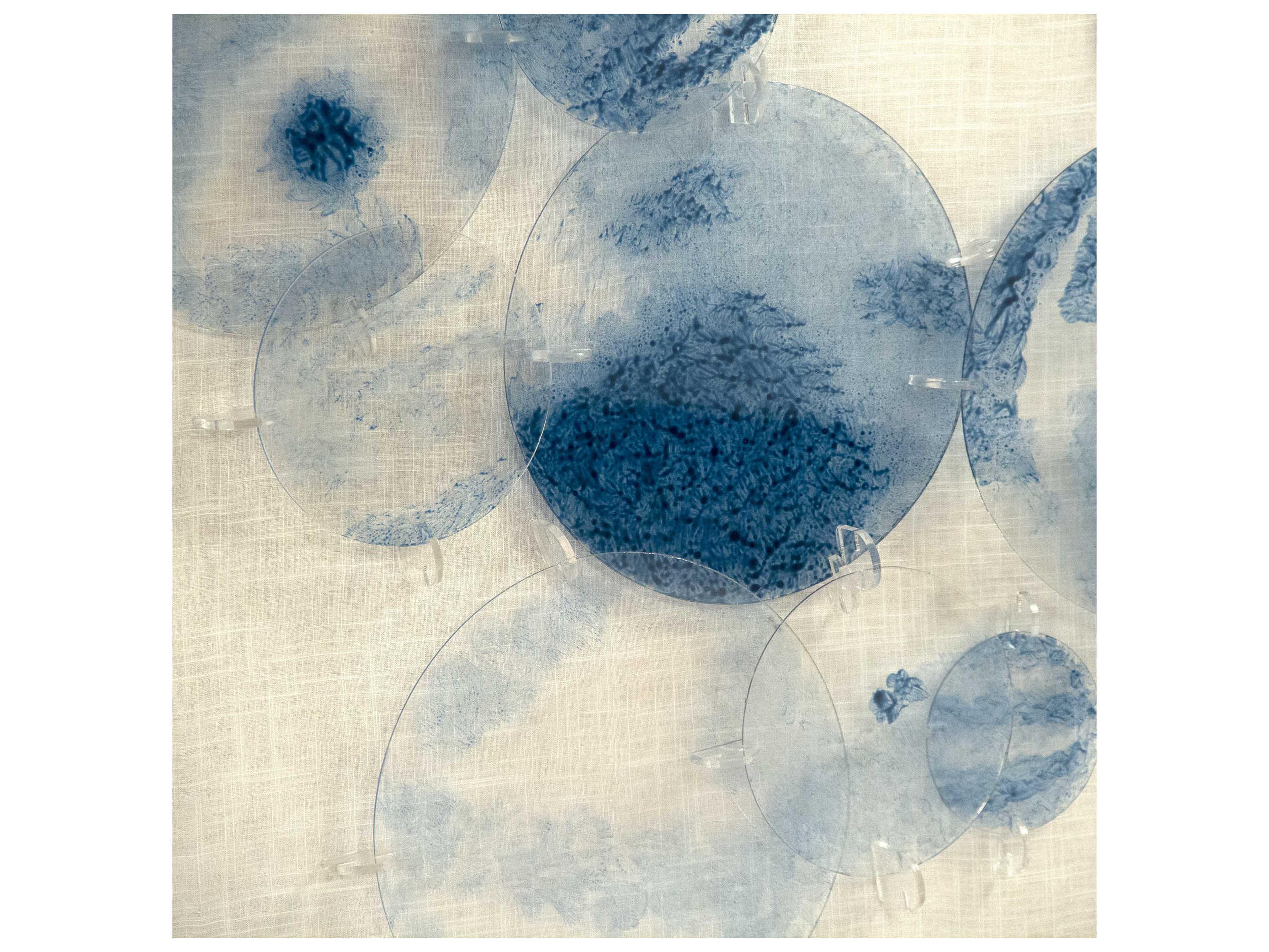 Zentique Abstract Blue Stained Glass Shadow Box